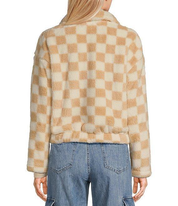Honey & Sparkle Checkered Fleece Quarter Zip Jacket Product Image