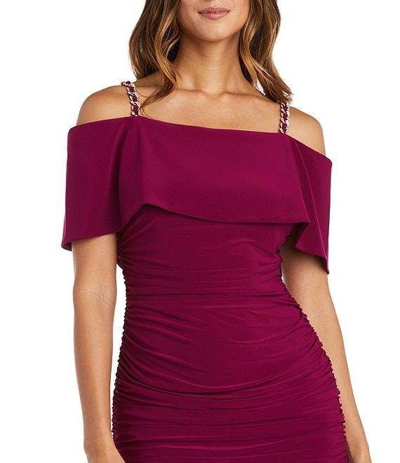 R & M Richards Sleeveless Off The Shoulder Neck Sheath Dress Product Image