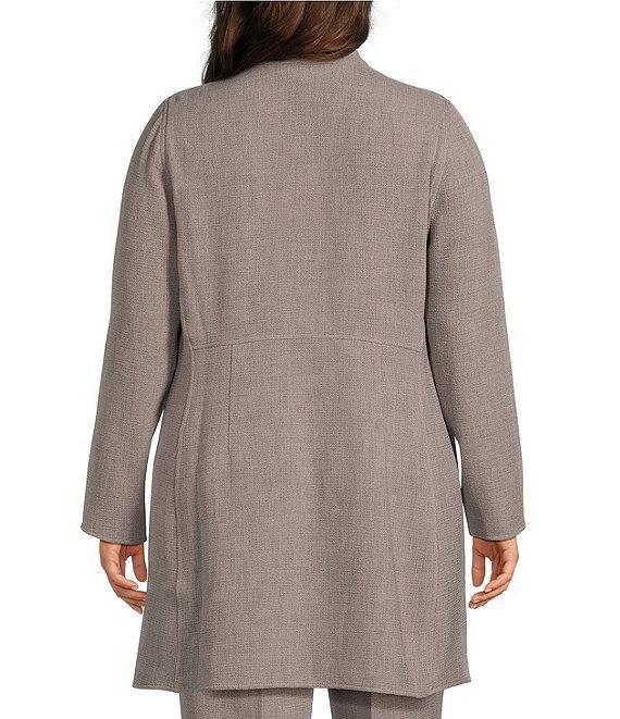 Kasper Plus Size Stretch Crepe Long Sleeve Open-Front Drape Jacket Product Image