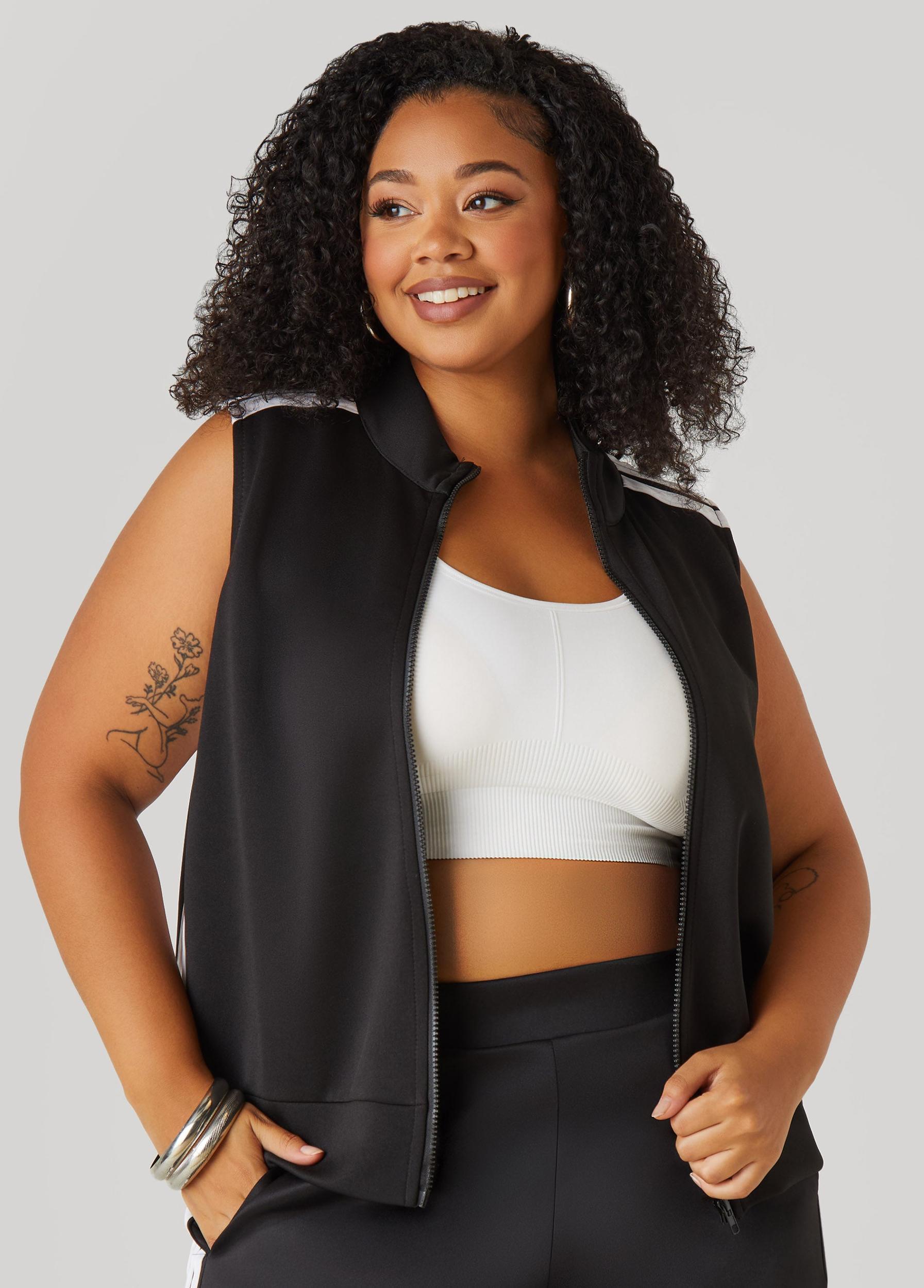 Plus Size Striped Track Vest Ashley Stewart Product Image