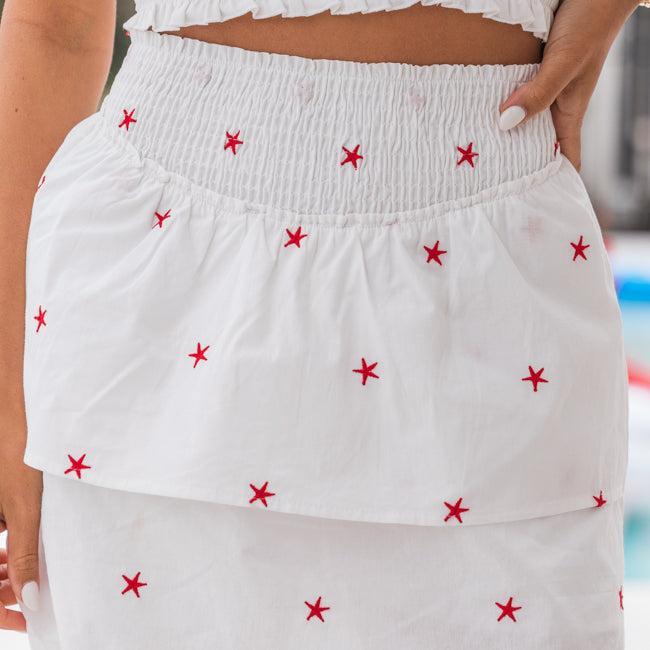 Lifetime Chance Ivory And Red Stars Smocked Waist Printed Skort FINAL SALE Product Image