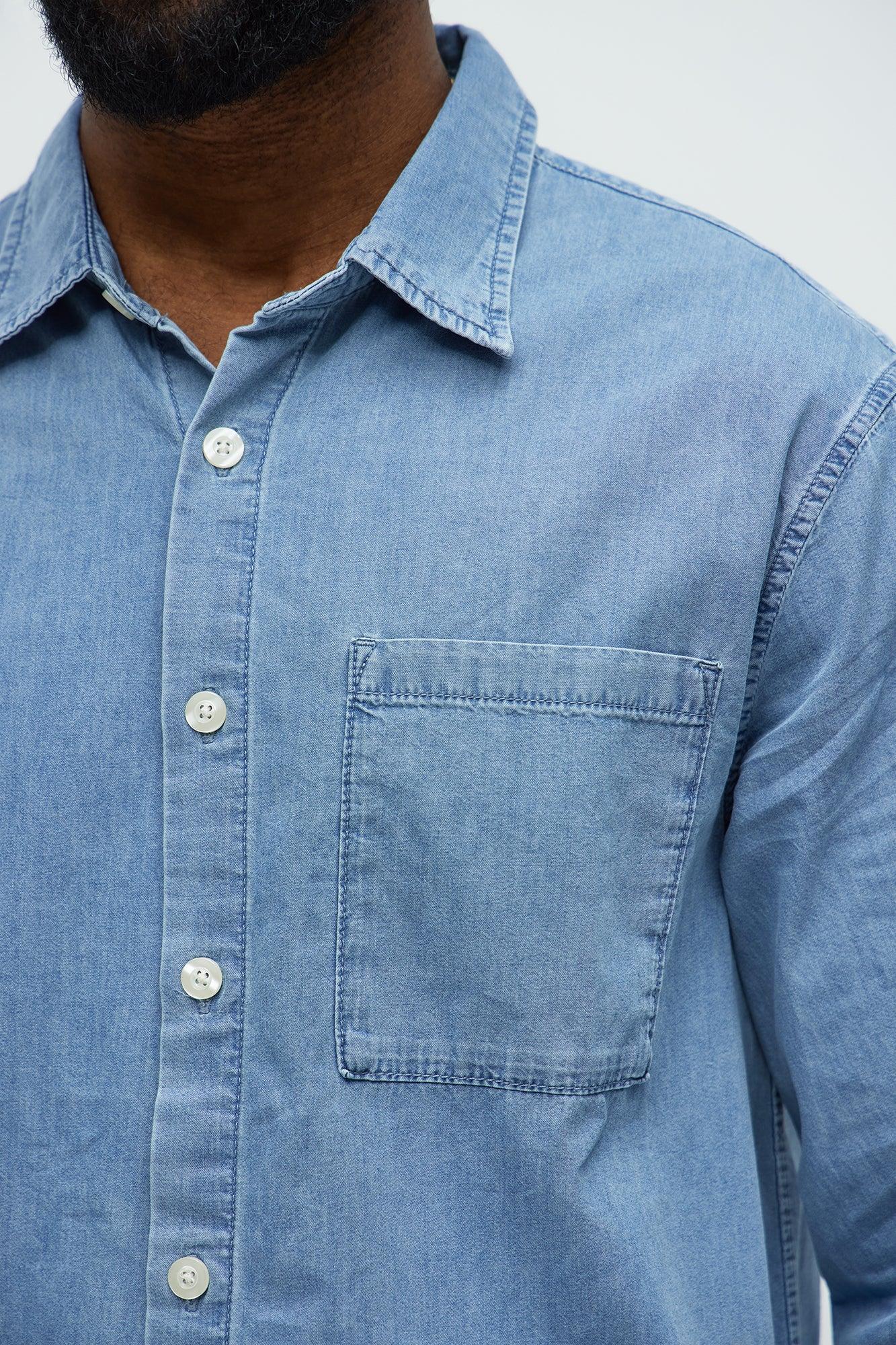 Chambray Long Sleeve Shirt - Medium Wash Product Image
