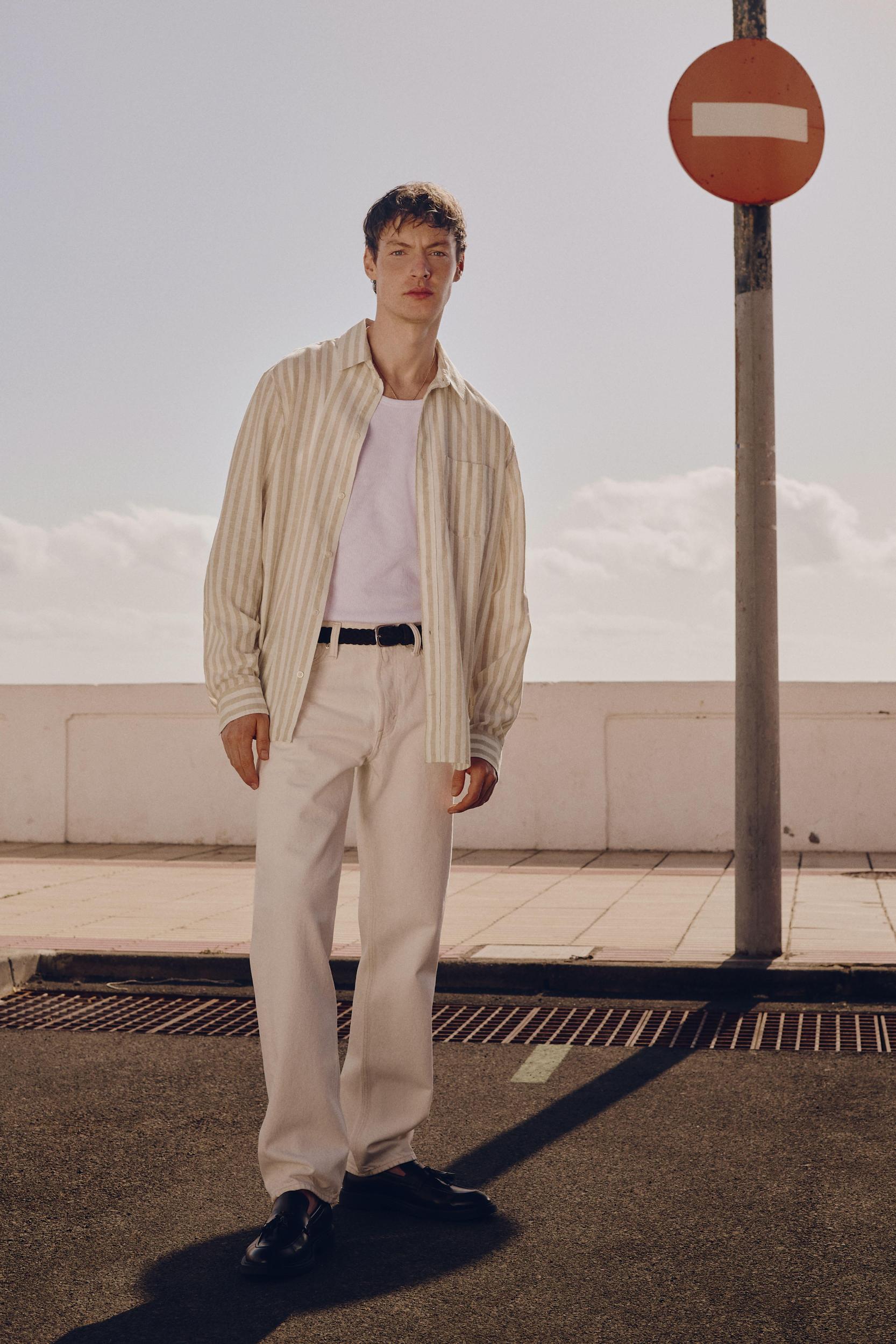 Regular-Fit Linen-Blend Shirt Product Image