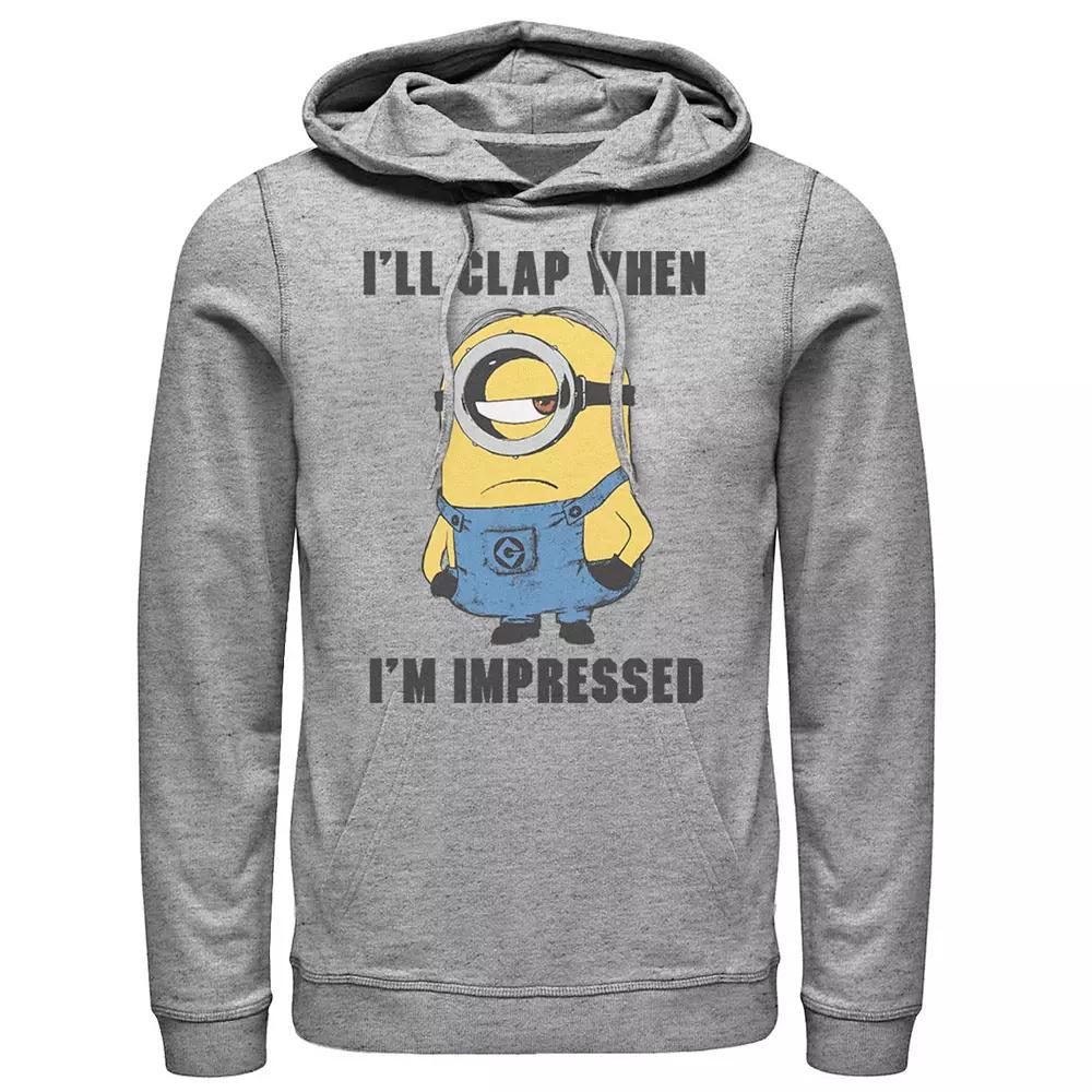 Men's Despicable Me Minions I'll Clap When I'm Impressed Portrait Pullover Hoodie, Size: Small, Athletic Grey Product Image