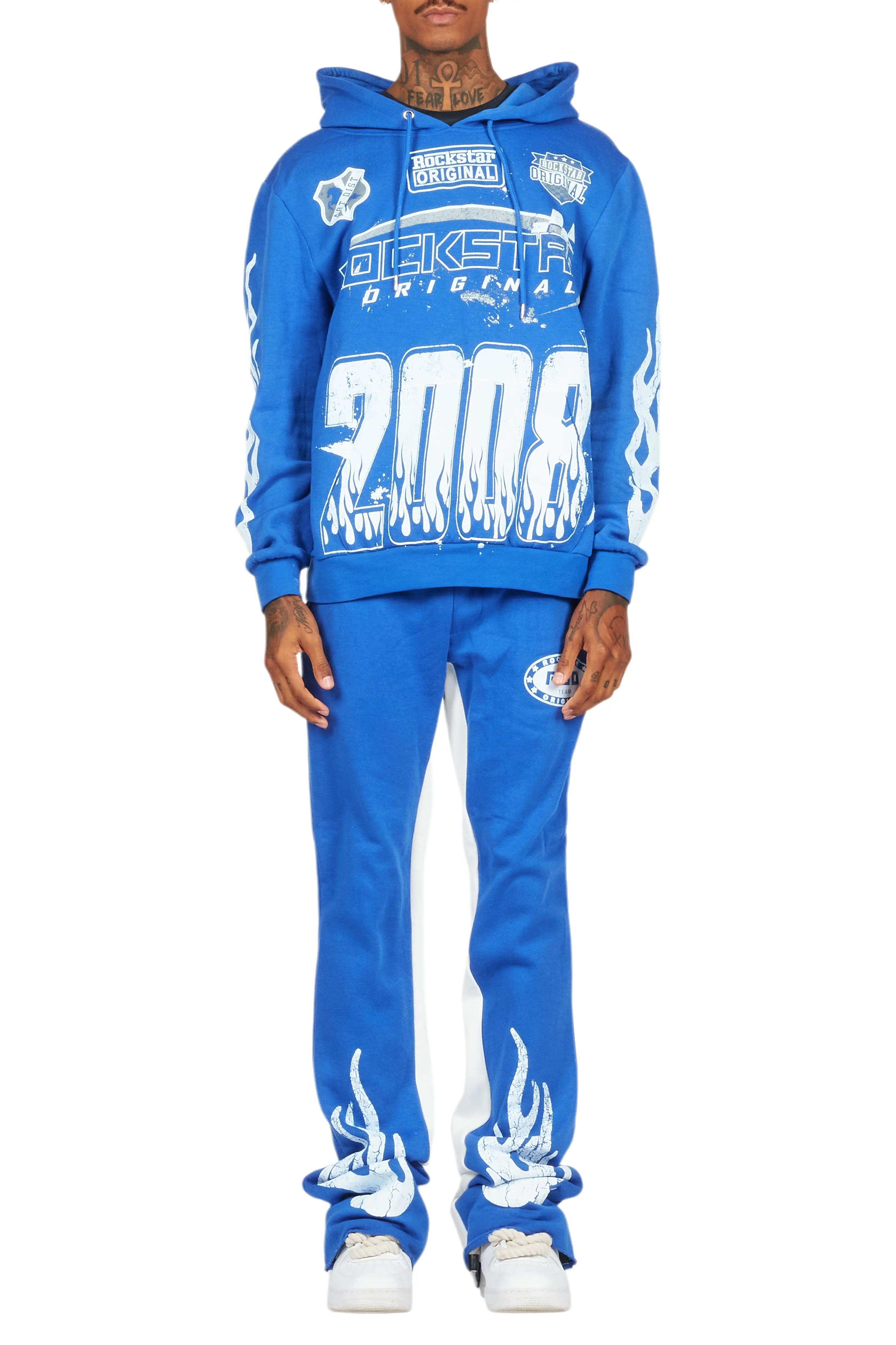 Amos Royal Blue Hoodie/Baggy Track Pant Set Male Product Image