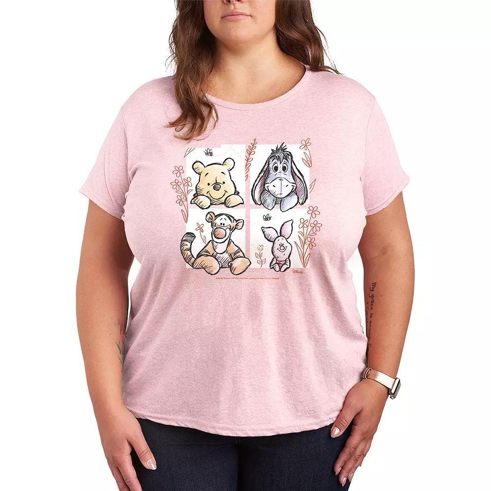 Disney's Winnie The Pooh Floral Grid Graphic Tee, Women's,  Product Image