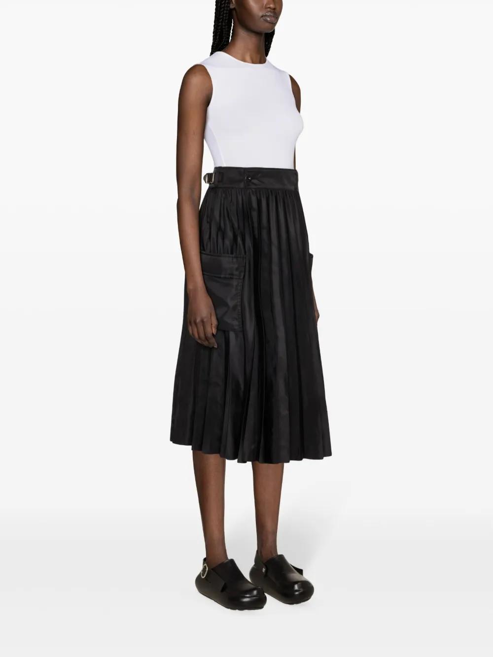 SACAI Pleated Cargo Midi Skirt In Black Product Image