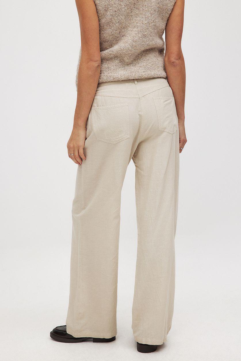 Mid Waist Linen Mix Pants Product Image
