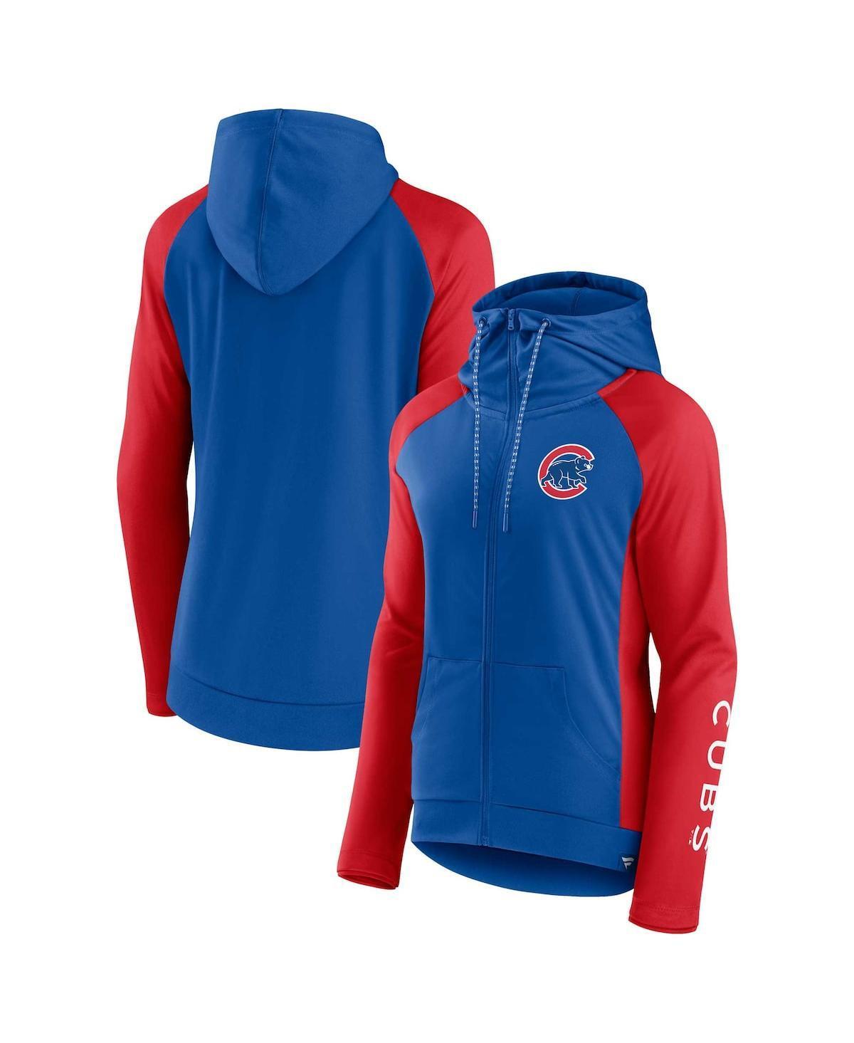 Womens Fanatics Branded Royal/Red Chicago Cubs Iconic Raglan Full-Zip Hoodie Product Image