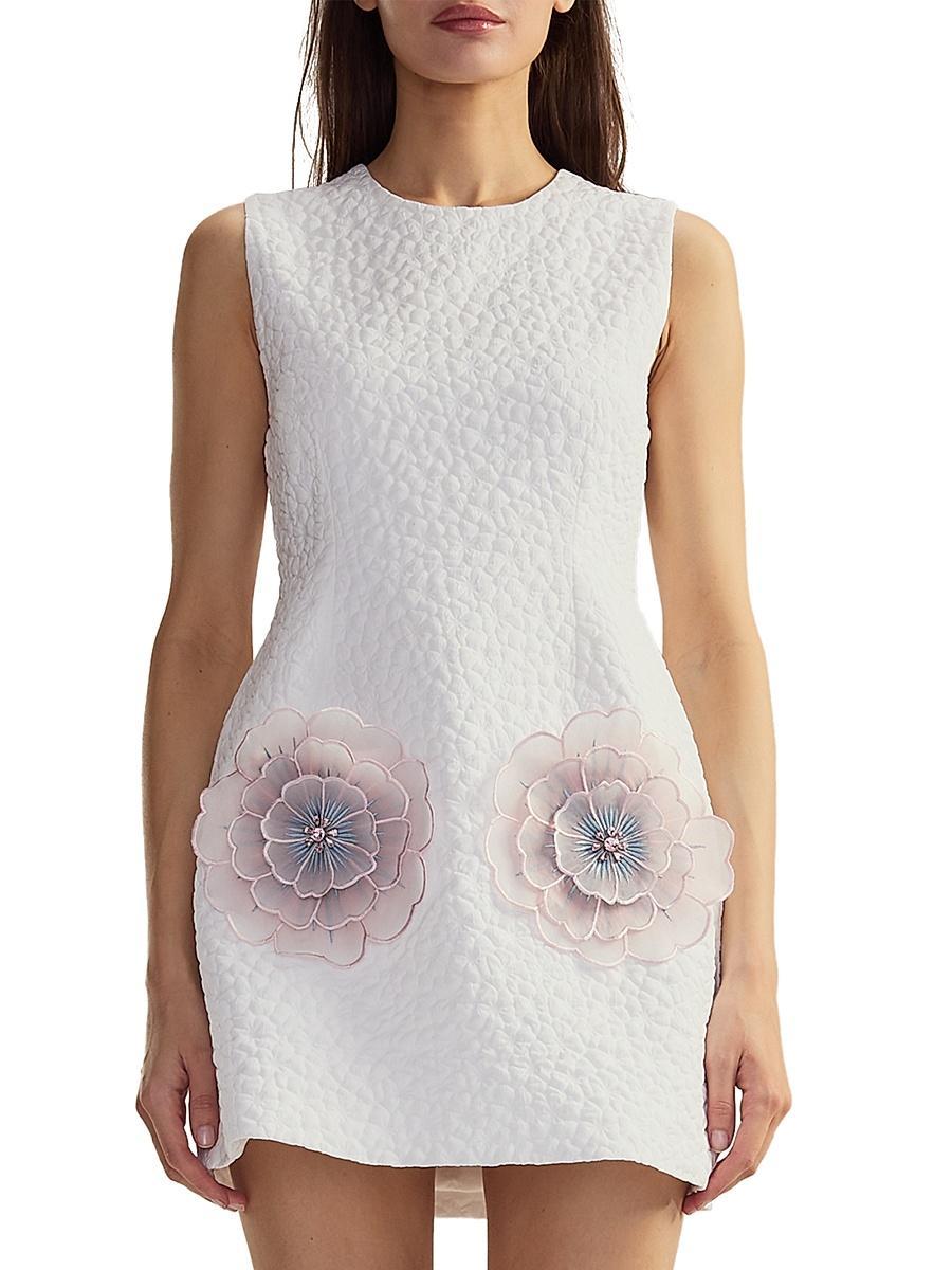 Womens Jacquard 3D Flower Pocket A-Line Minidress Product Image