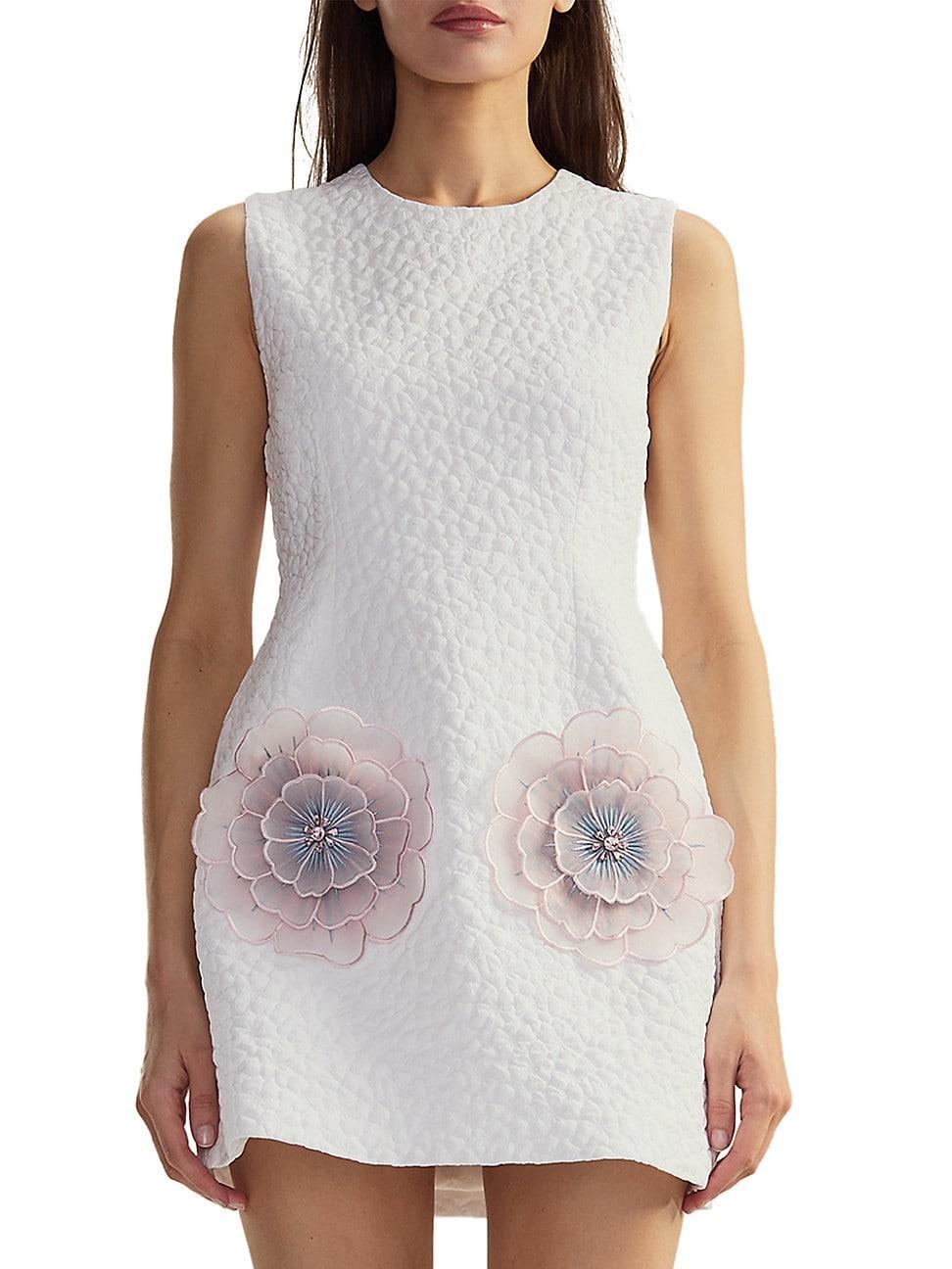 Womens Jacquard 3D Flower Pocket A-Line Minidress Product Image