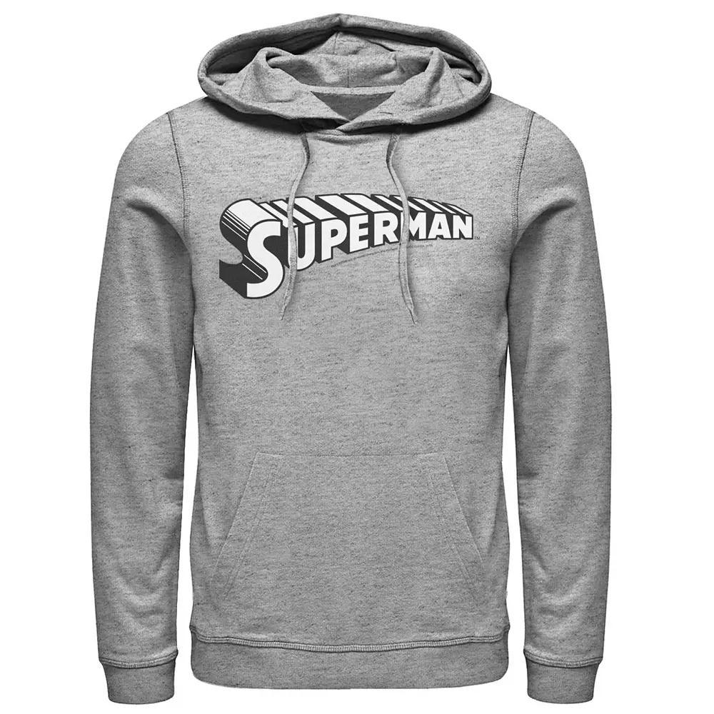 Men's DC Comics Superman Black & White Text Chest Logo Hoodie,  Product Image