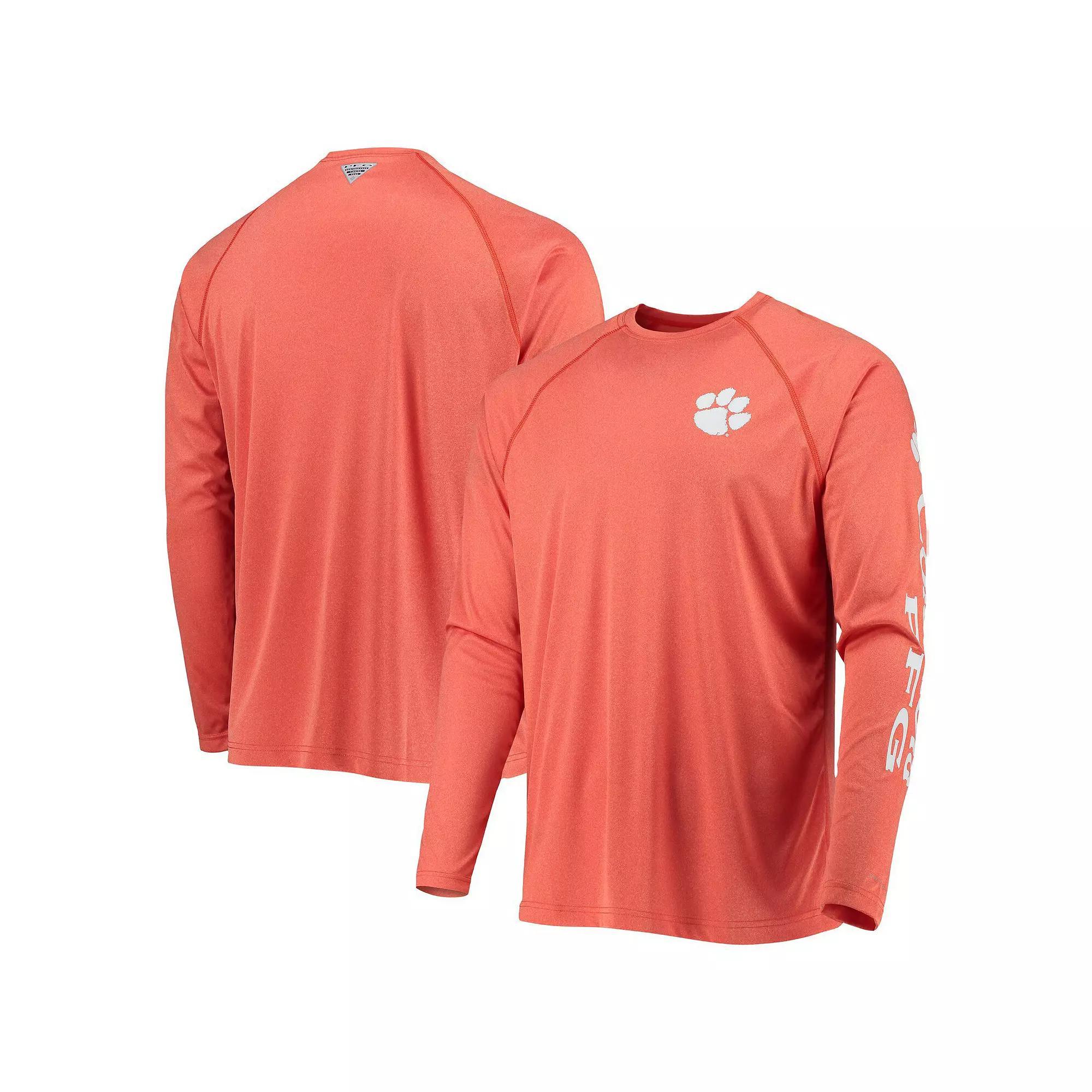 Mens Columbia Clemson Tigers Terminal Tackle Omni-Shade Raglan Long Sleeve T-Shirt Product Image
