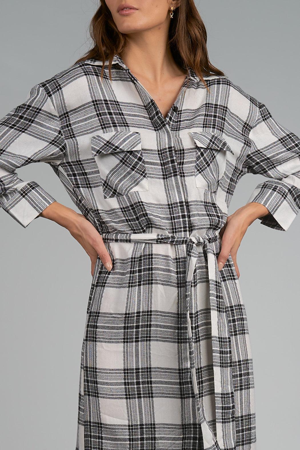 PLAID WRAP DRESS Product Image