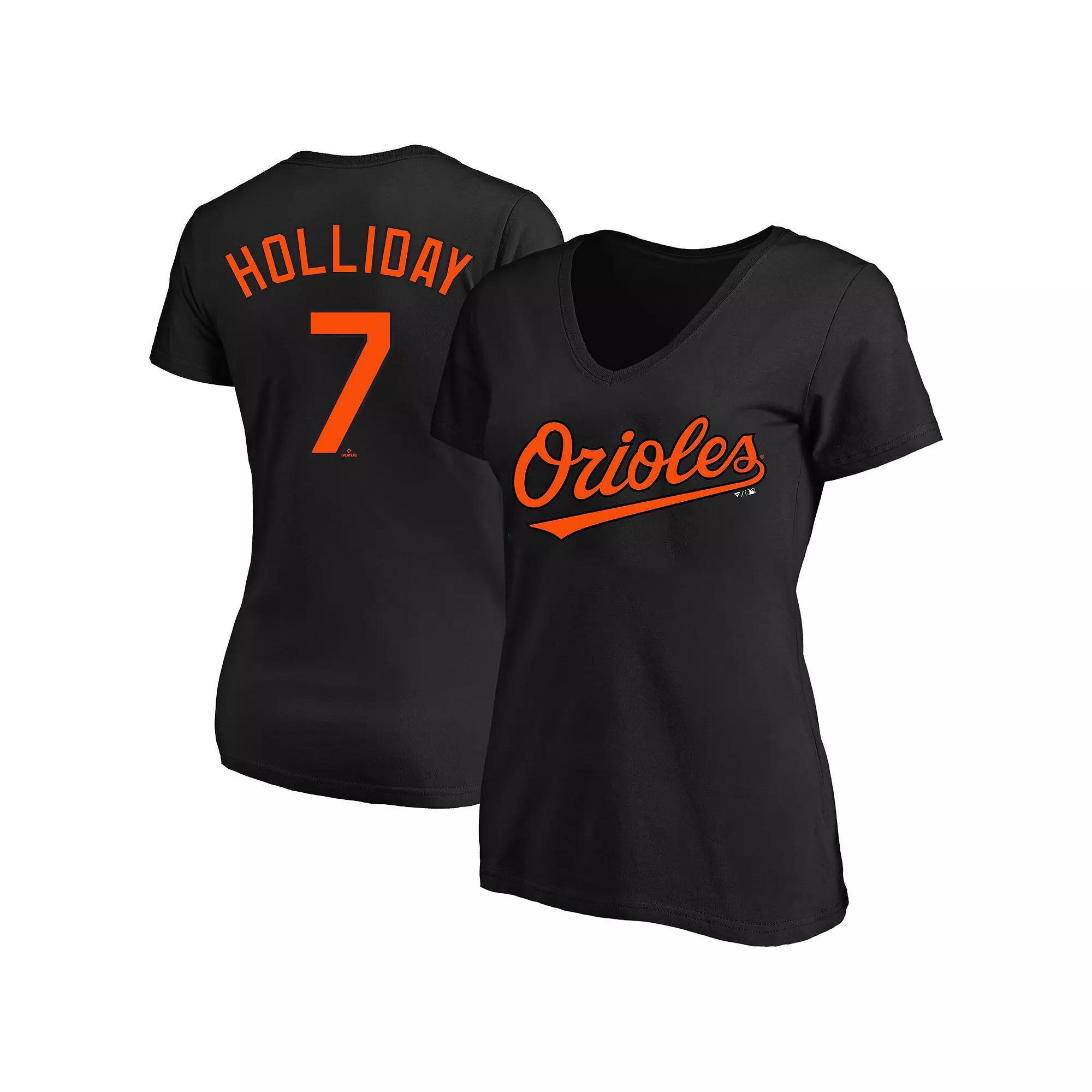 Women's Jackson Holliday Black Baltimore Orioles Plus Size Name & Number V-Neck T-Shirt, Size: 2XL Product Image