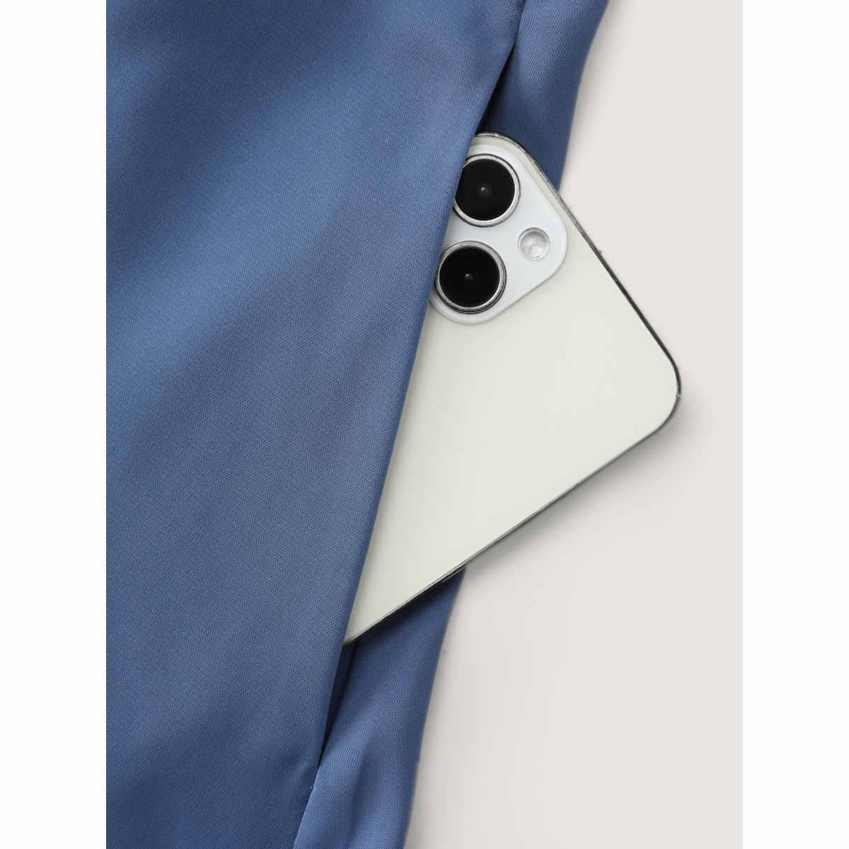 Plus Size Pearl Metal Trim Buttons Shirred Midi Dress Stone Women Timeless Gathered V-neck Long Sleeve Curvy BloomChic 28/5X Product Image