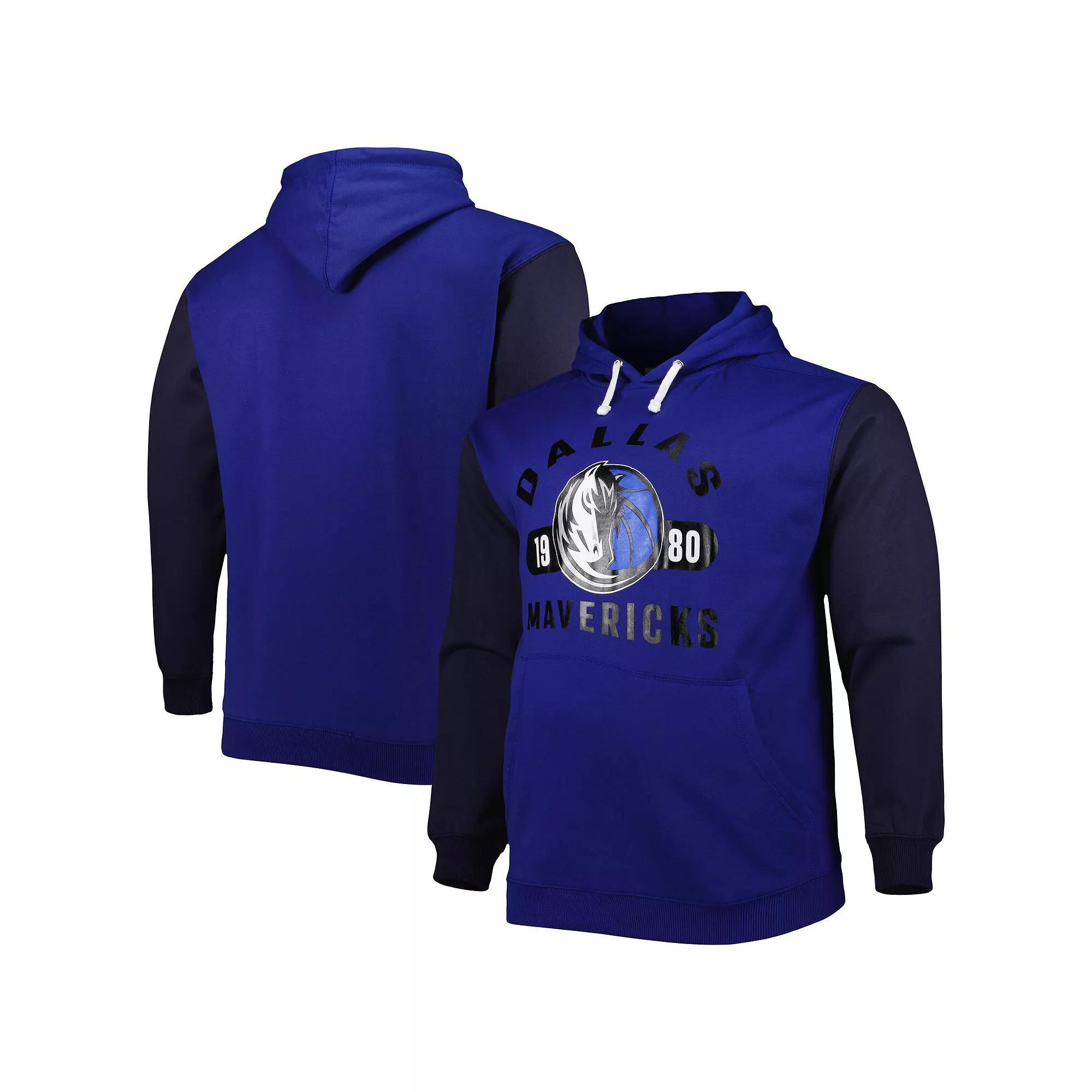 Men's Fanatics Branded Blue/Navy Dallas Mavericks Big & Tall Bold Attack Pullover Hoodie,  Product Image