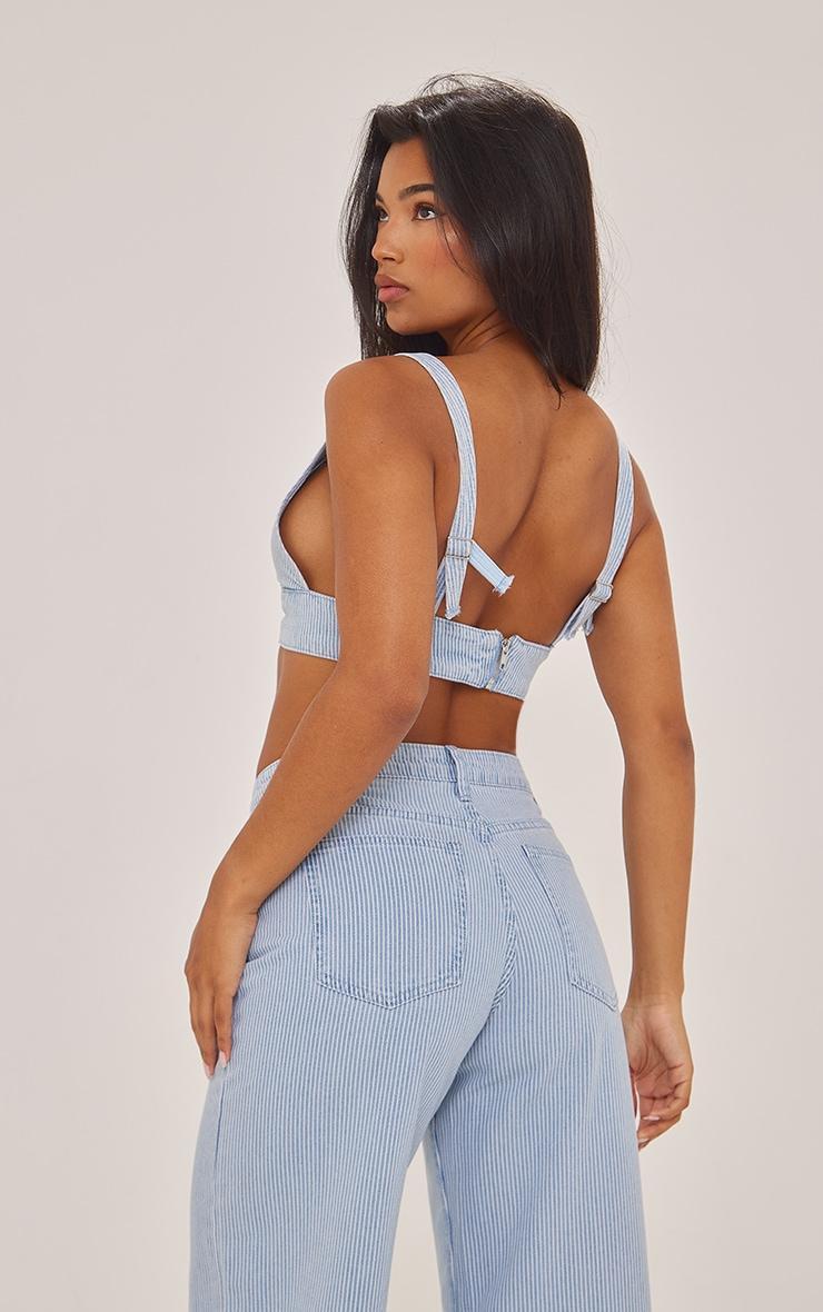 Blue Stripe Denim Triangle Bralet Product Image