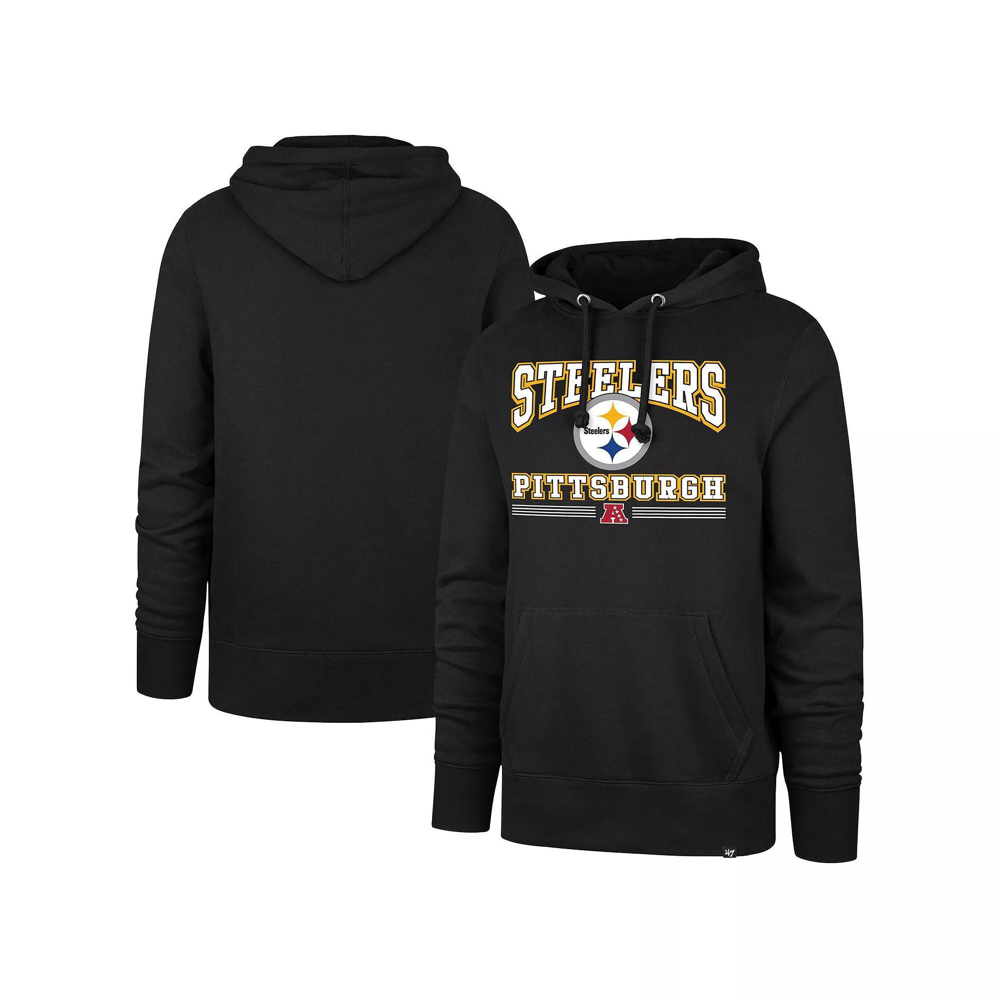 Men's '47 Black Pittsburgh Steelers Packed House Headline Pullover Hoodie,  Product Image