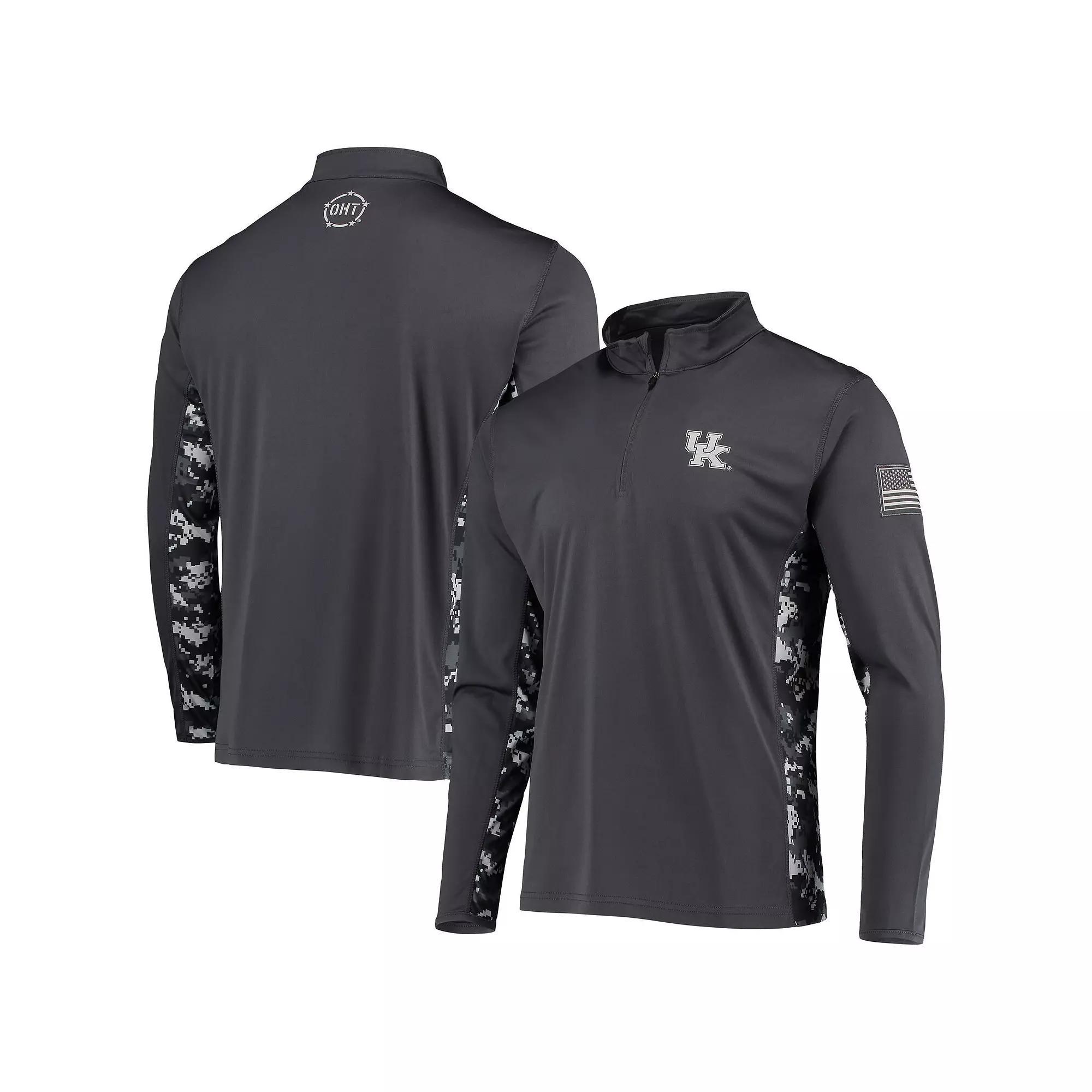 Men's Colosseum Charcoal Kentucky Wildcats OHT Military Appreciation Digital Camo Lightweight Quarter-Zip Pullover,  Product Image