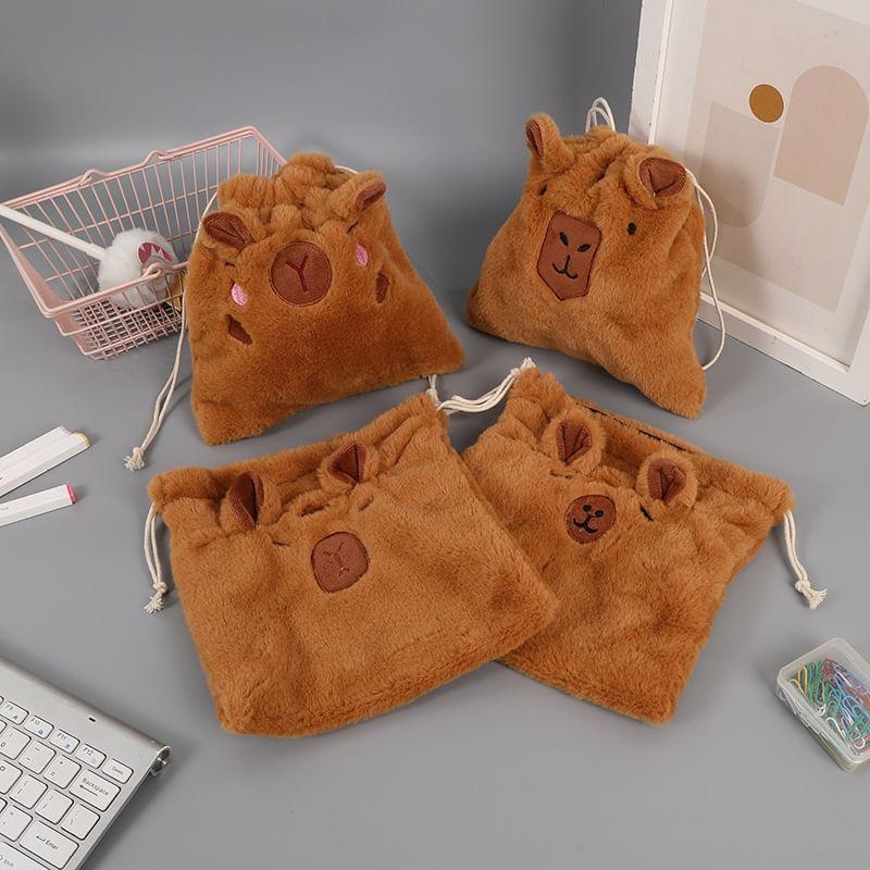 Capybara Chenille Drawstring Pouch (Various Designs) Product Image