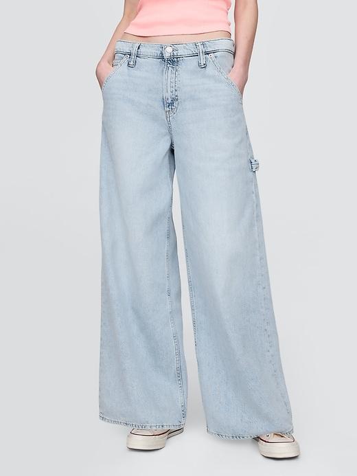 Mid Rise UltraSoft Denim Baggy Trousers Product Image