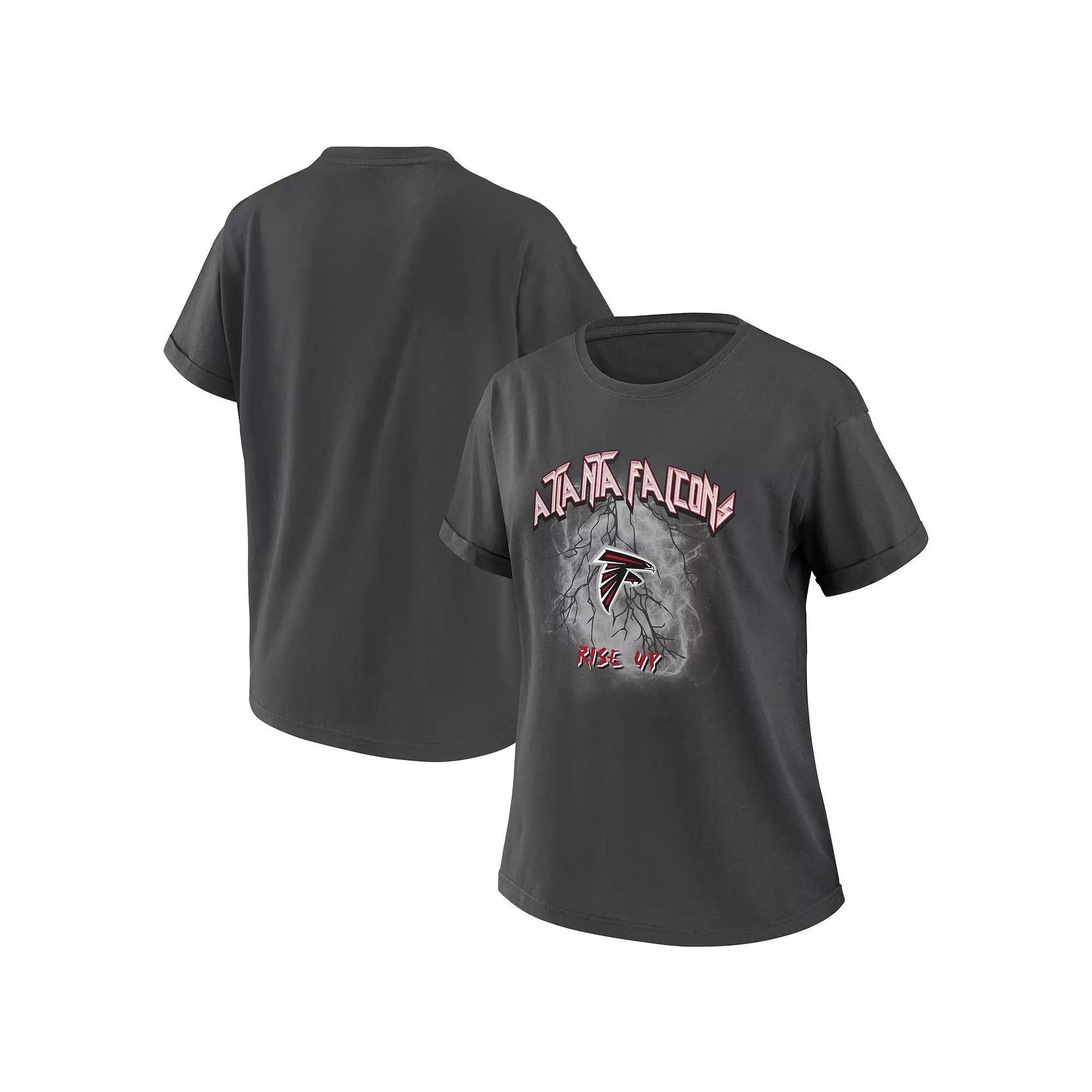 Women's WEAR by Erin Andrews Charcoal Atlanta Falcons Boyfriend T-Shirt, Size: XL Product Image