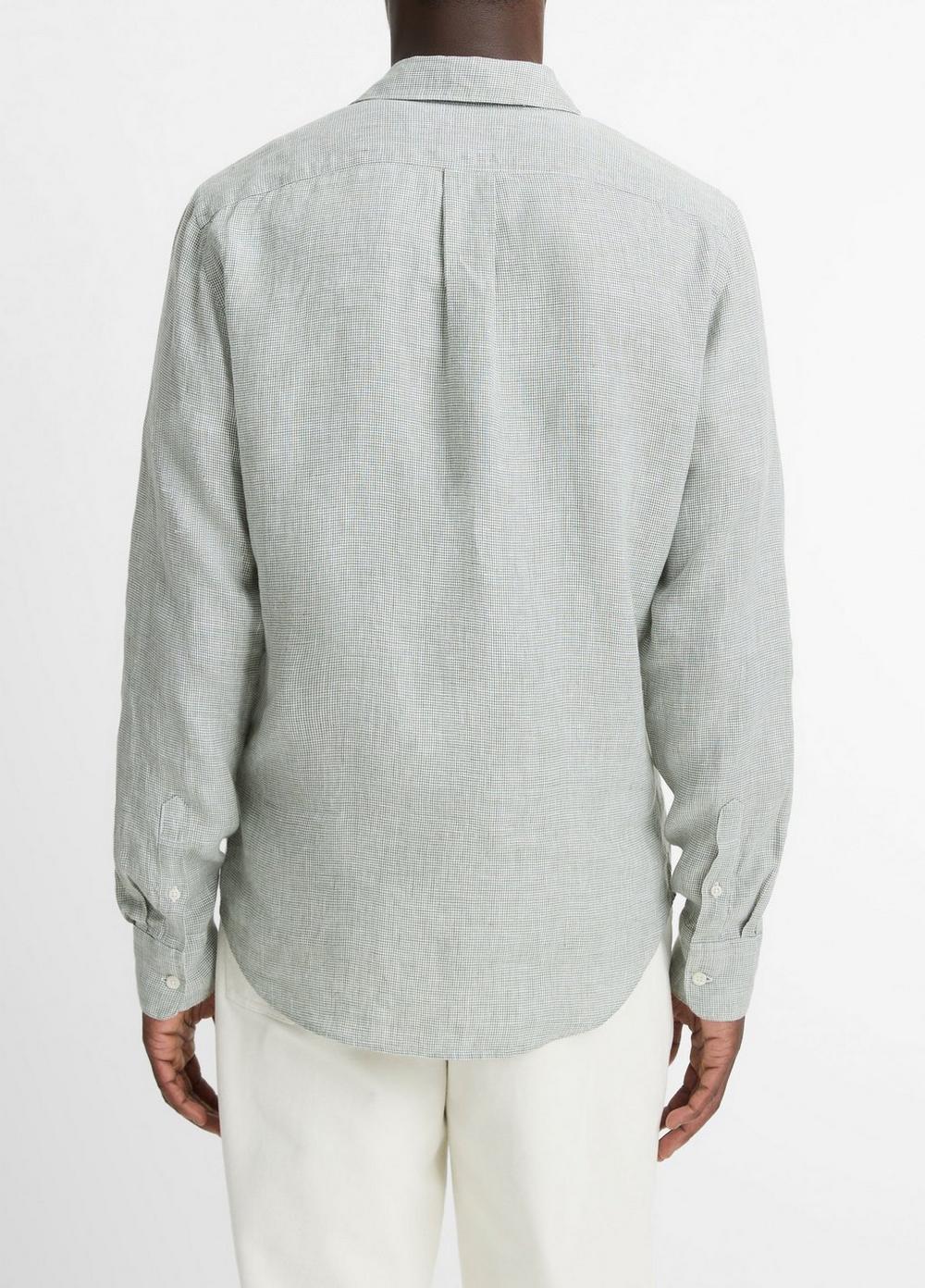 Houndstooth Linen Button-Front Shirt Product Image