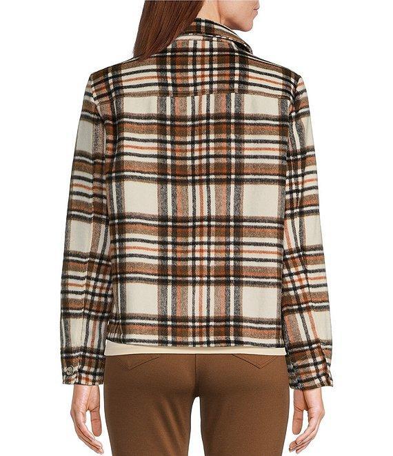 Intro Yarn Dye Plaid Point Collar Long Sleeve Button-Front Jacket Product Image