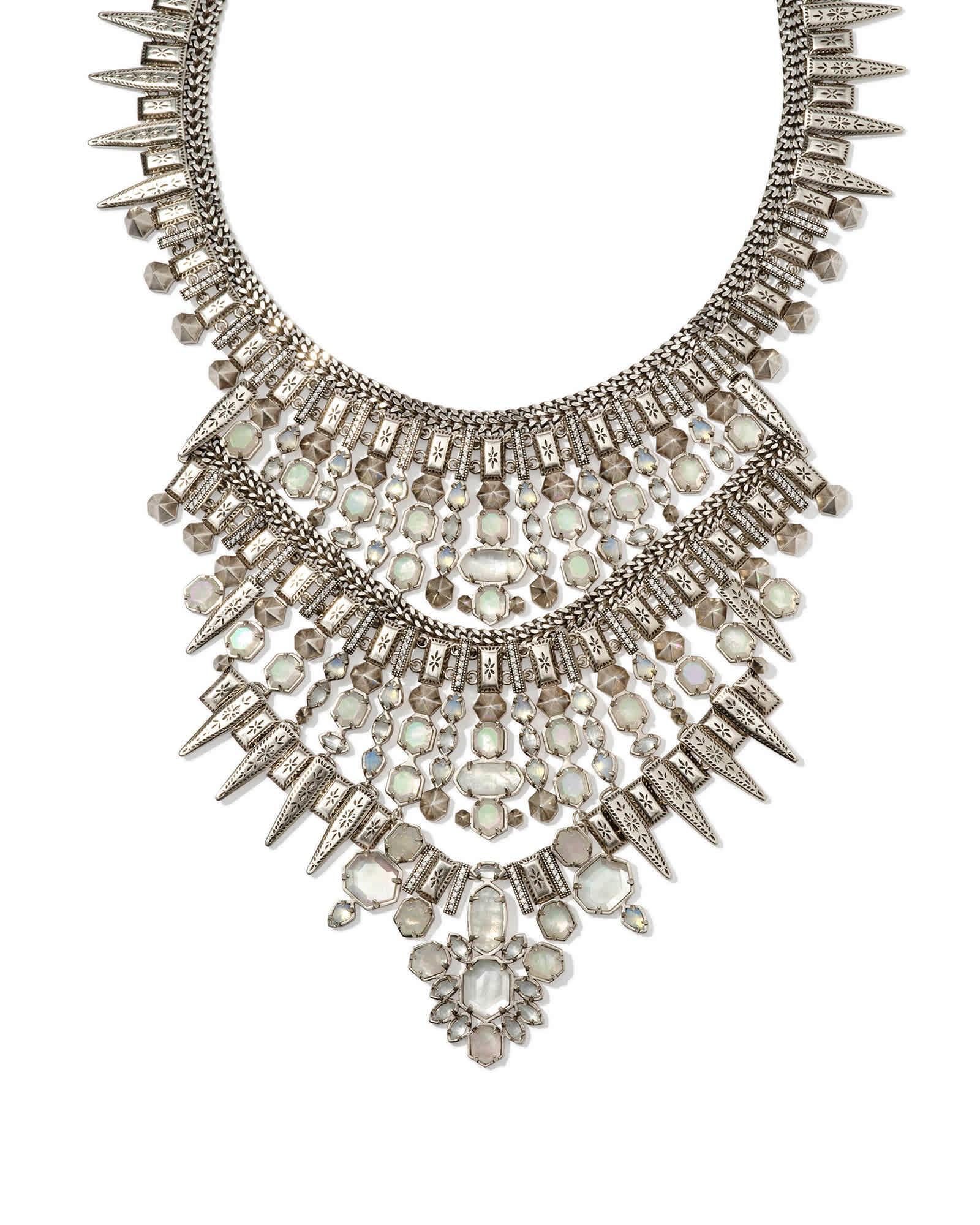 Serayah Vintage Silver Statement Necklace in White Mix Product Image