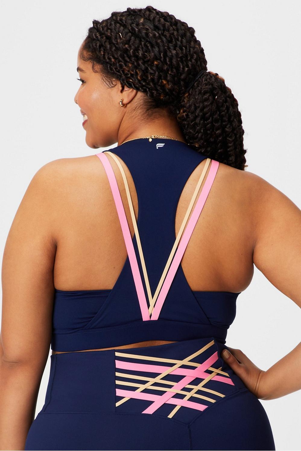 Fabletics Kessler Medium Impact Sports Bra Womens Deep Navy/Multi plus Size 2X Product Image