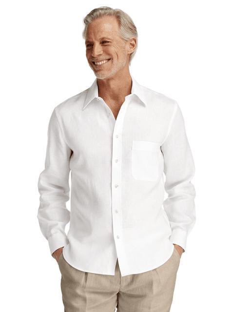Linen Solid Casual Shirt - White Product Image