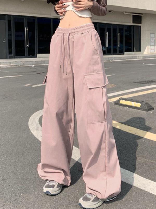 Street Pockets Drawstring Cargo Pants Product Image