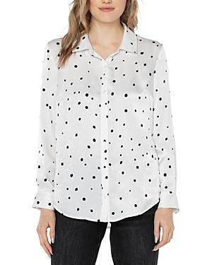 Liverpool Los Angeles Flap Pocket Button Front Woven Blouse (All Over Dot Vanilla) Women's Clothing Product Image