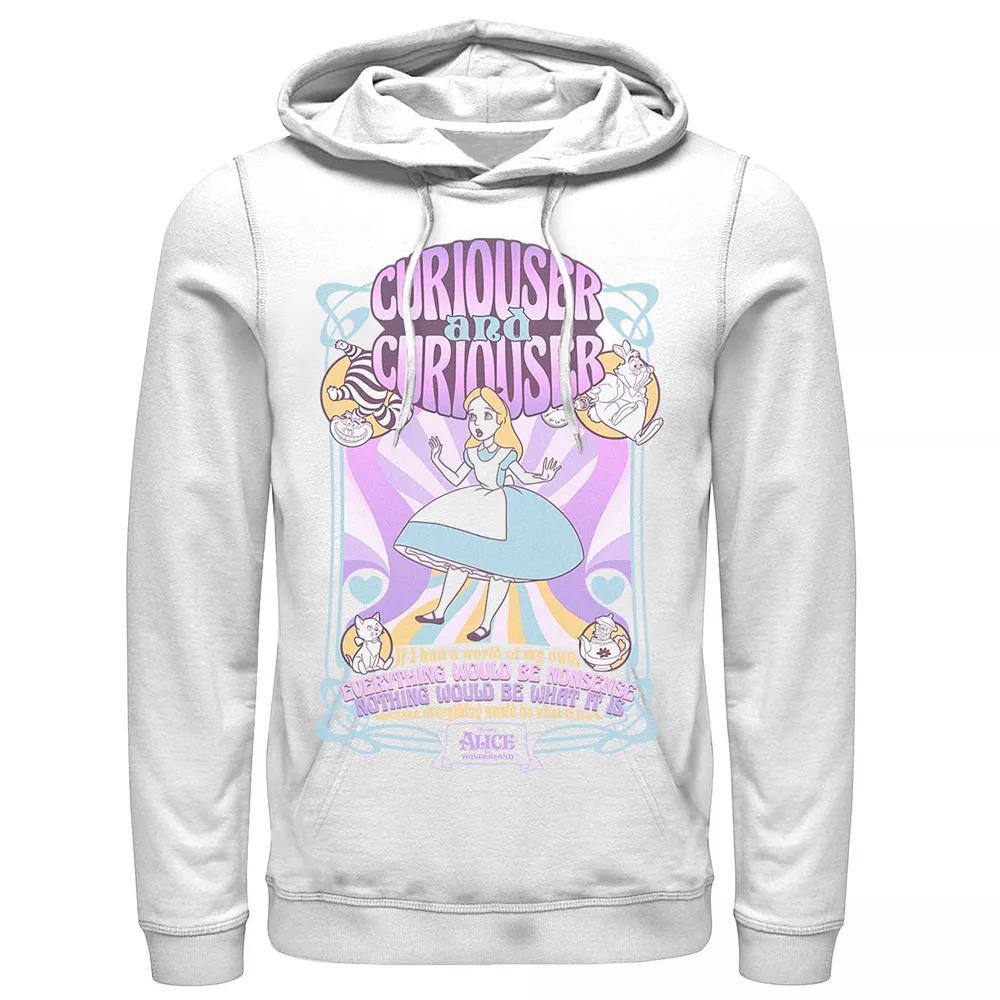 Men's Alice In Wonderland Psychedelic Nouveou Neon Hoodie, Size: Small, White Product Image
