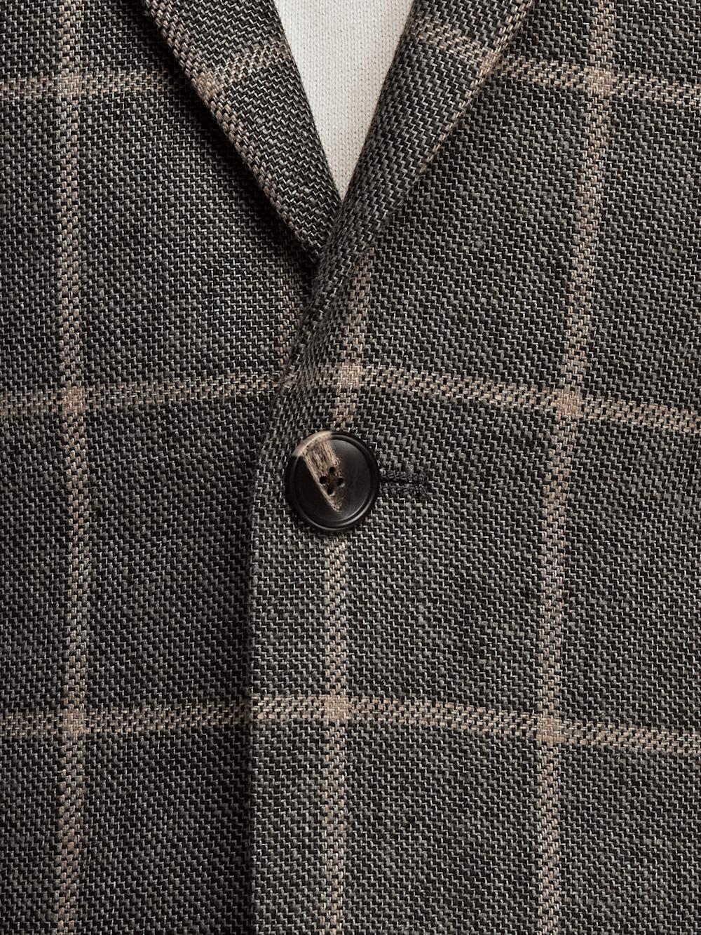 Linen Windowpane Single Breasted Notch Lapel Sport Coat - Charcoal Product Image