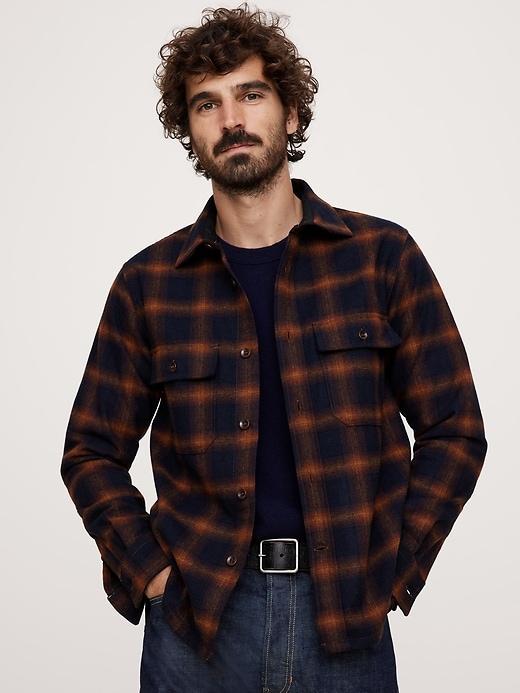 Standard-Fit Heavyweight Flannel Wool-Blend Overshirt Product Image