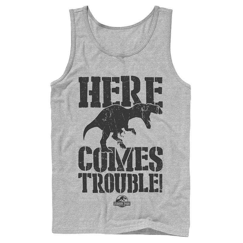 Men's Jurassic Park Here Comes Trouble Tank Top,  Product Image