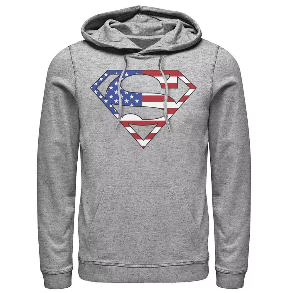 Men's DC Comics Superman American Flag Logo Fill Hoodie, Size: XL, Athletic Grey Product Image