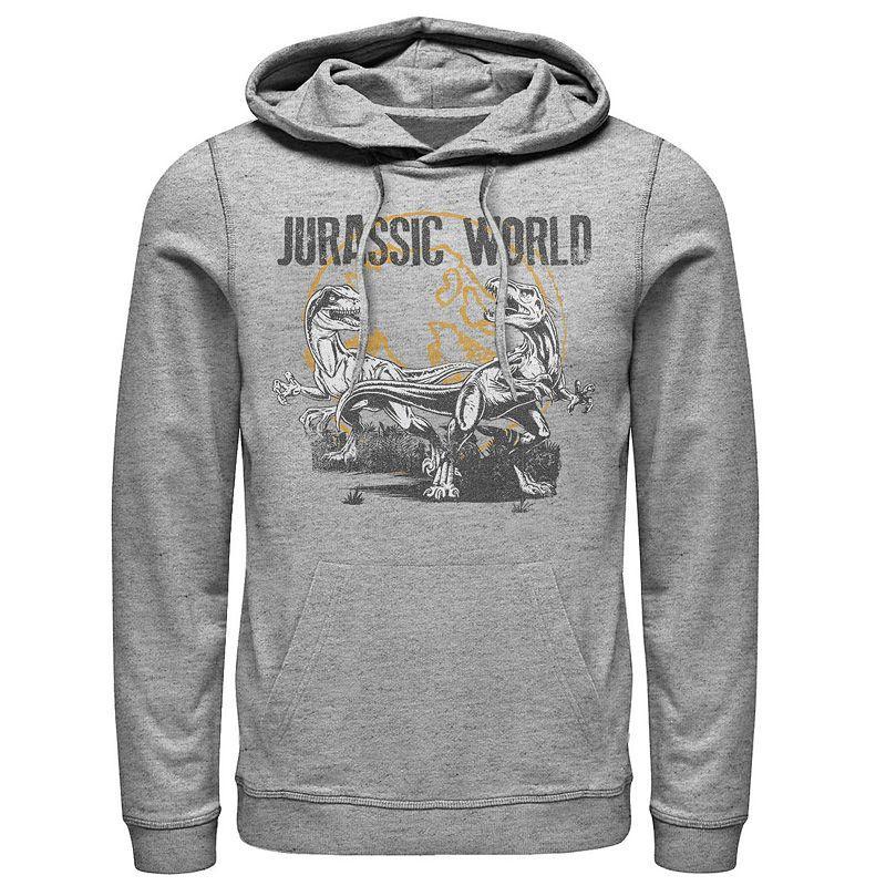 Men's Jurassic World Distressed Raptor Battle Hoodie, Size: Medium, Athletic Grey Product Image