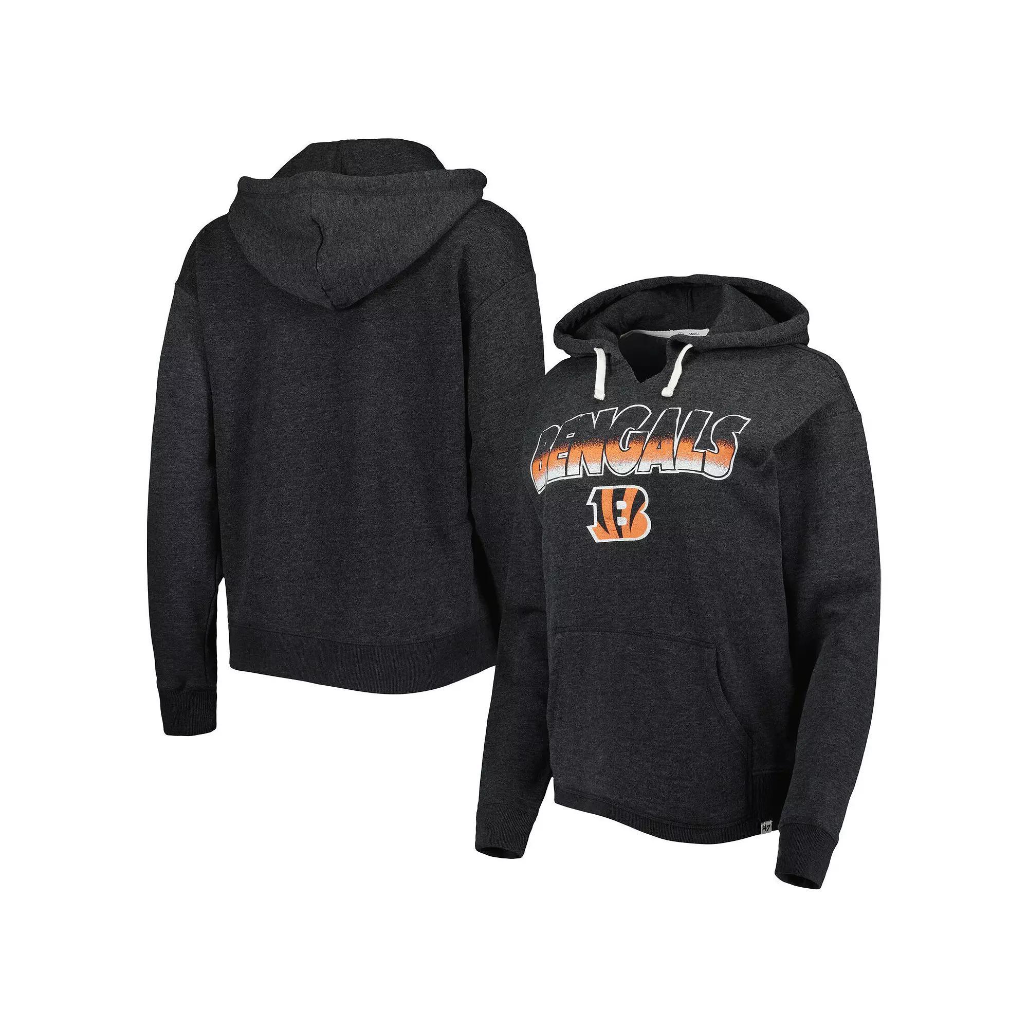 Women's '47 Black Cincinnati Bengals Color Rise Kennedy Pullover Hoodie, Size: Large Product Image