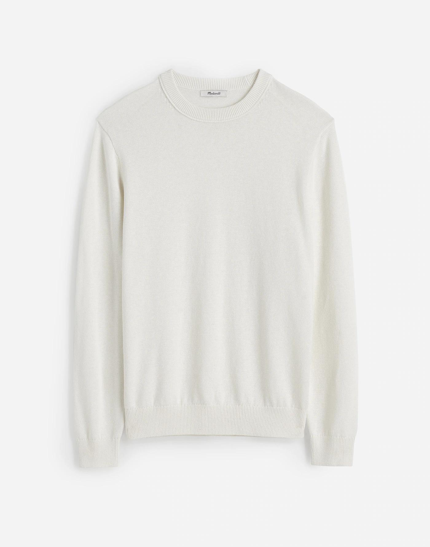 Crewneck Sweater in Lightweight Cotton-Linen Blend Product Image