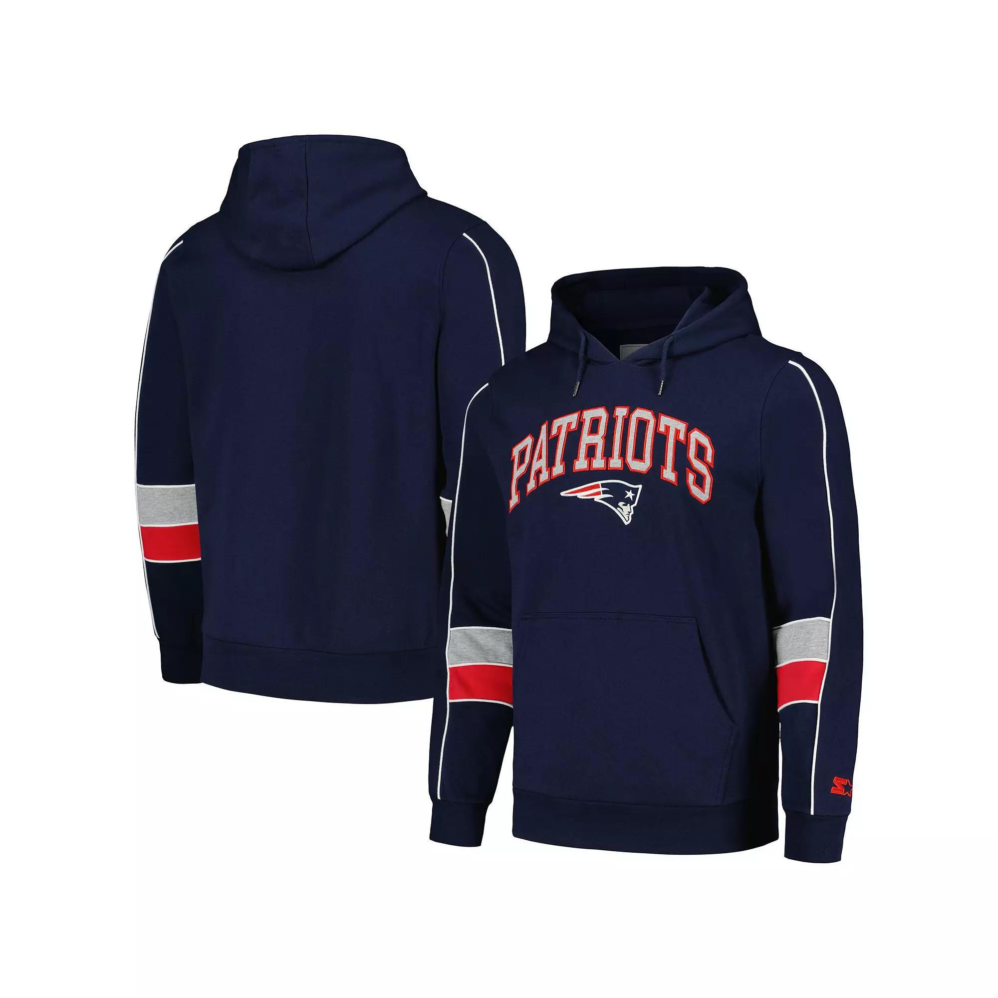 Men's Starter Navy New England Patriots Captain Pullover Hoodie, Size: 3XL, Blue Product Image