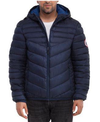 Men's Rokka&Rolla Lightweight Hooded Puffer Jacket, Size: Medium, Black Product Image