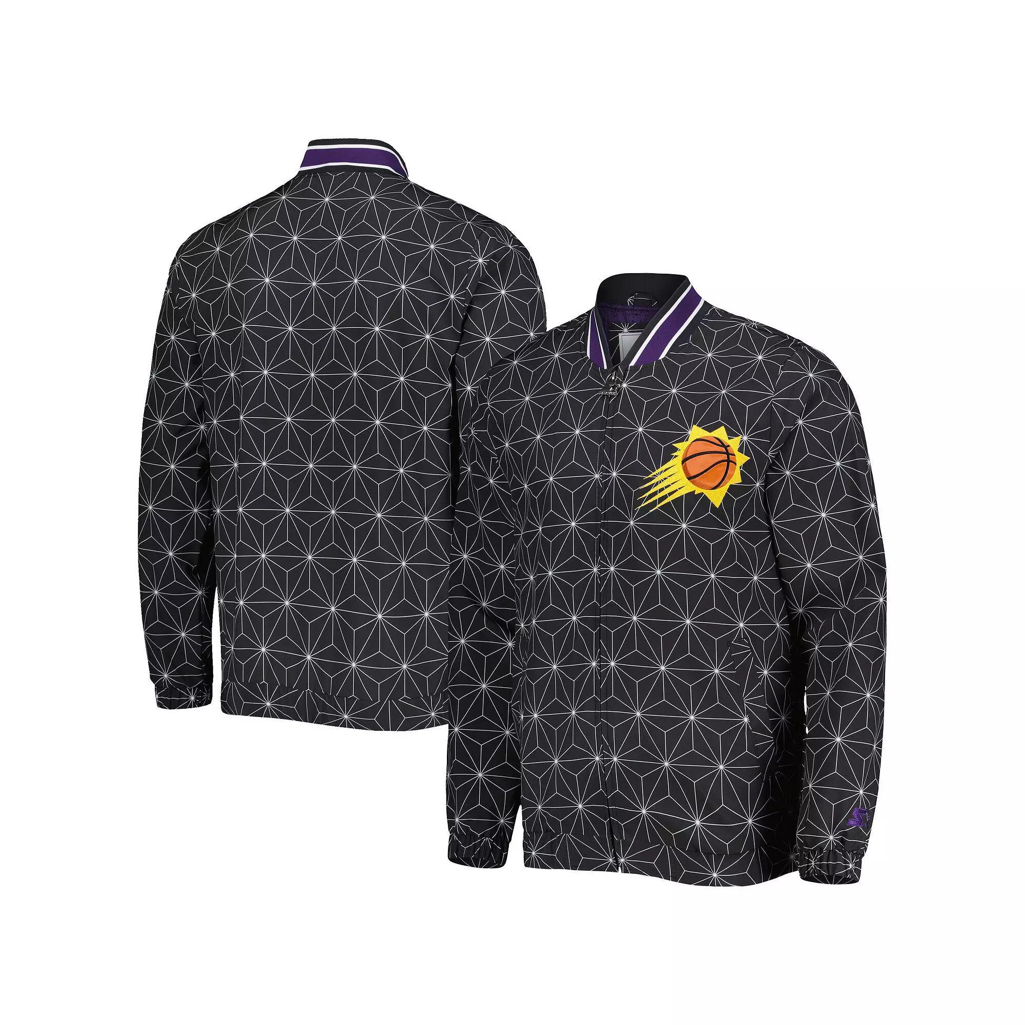 Men's Starter Black Phoenix Suns In-Field Play Fashion Satin Full-Zip Varsity Jacket, Size: Large, Phx Black Product Image