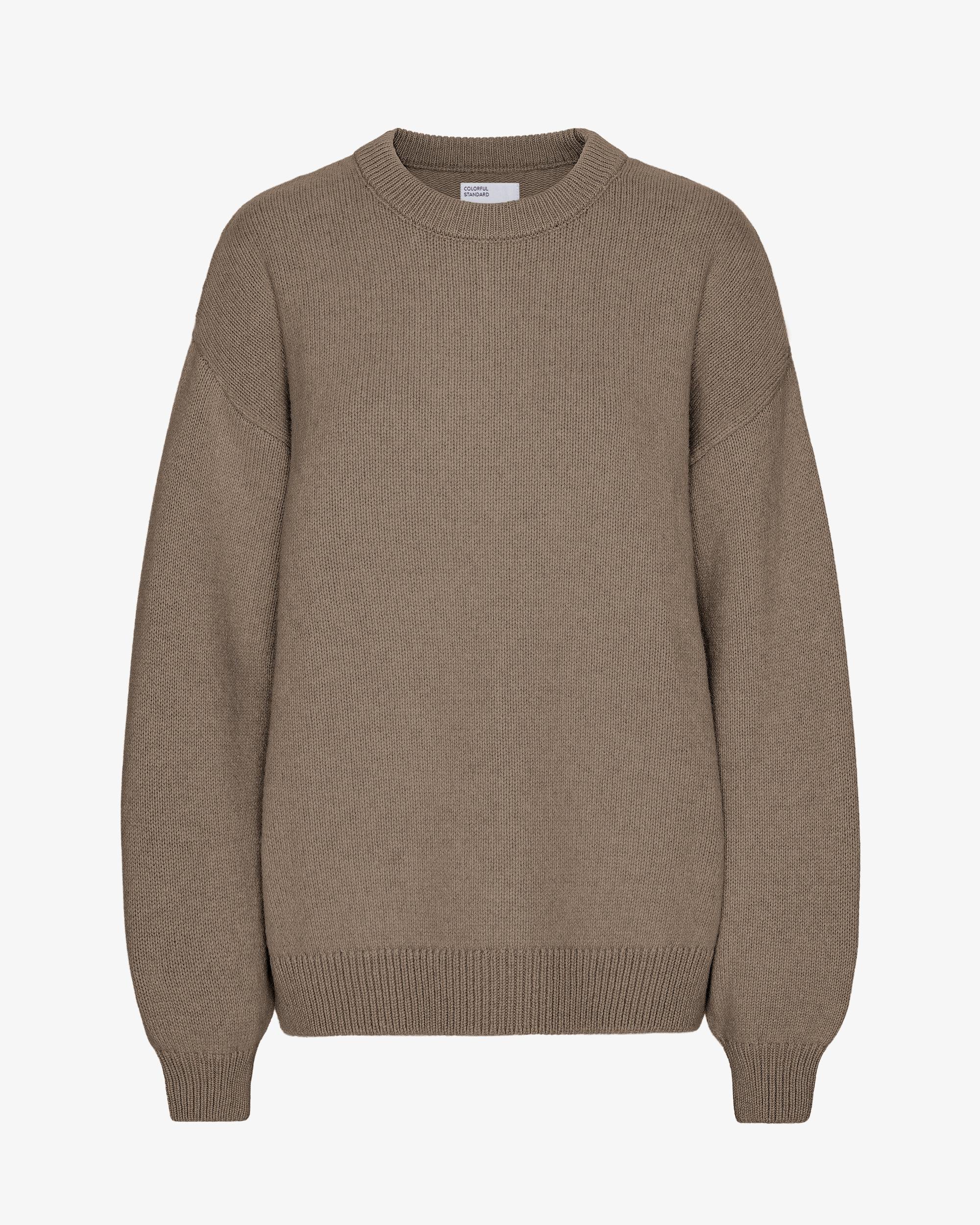 Oversized Merino Wool Crew - Warm Taupe Product Image