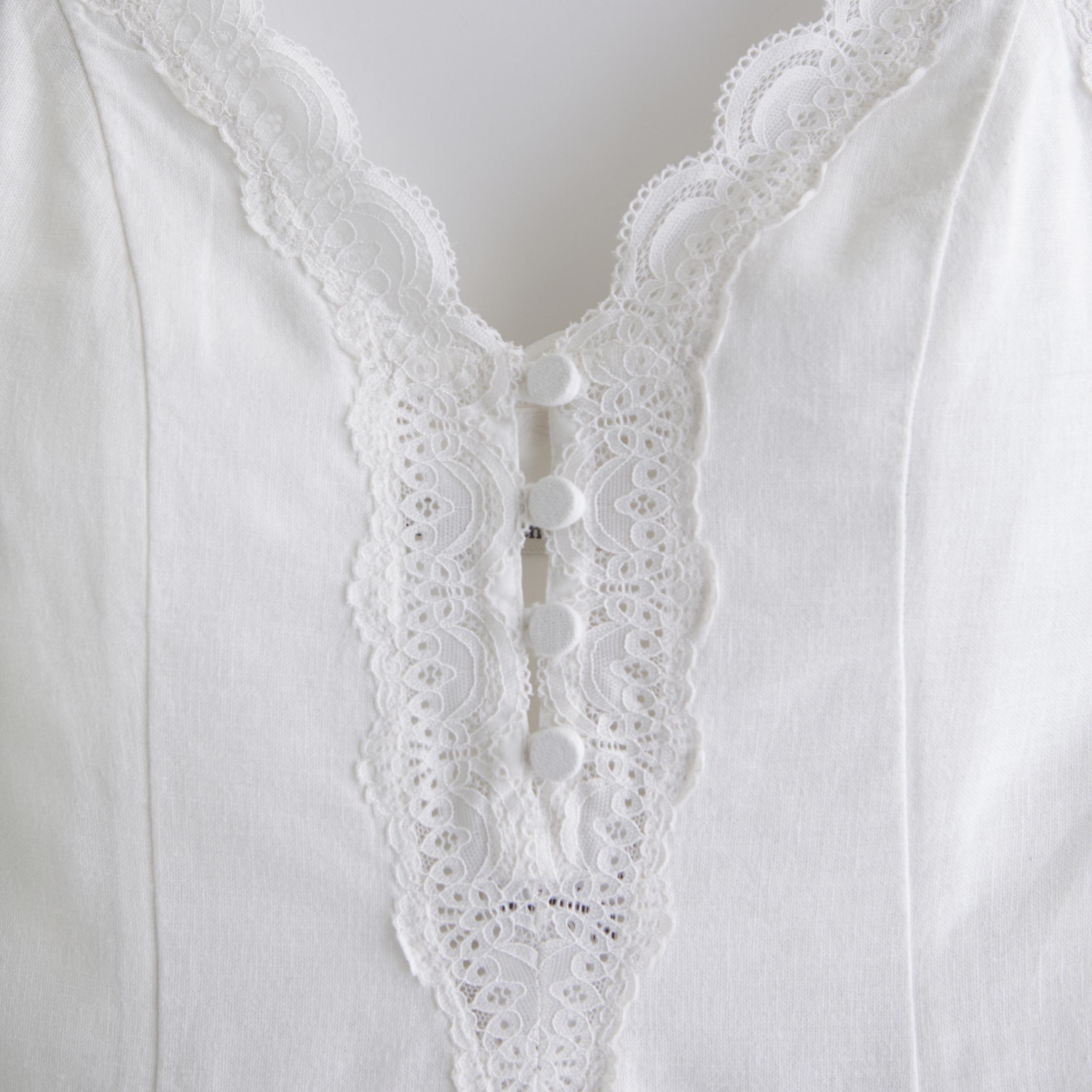 Lace-Trim Button-Front Mini Dress Product Image