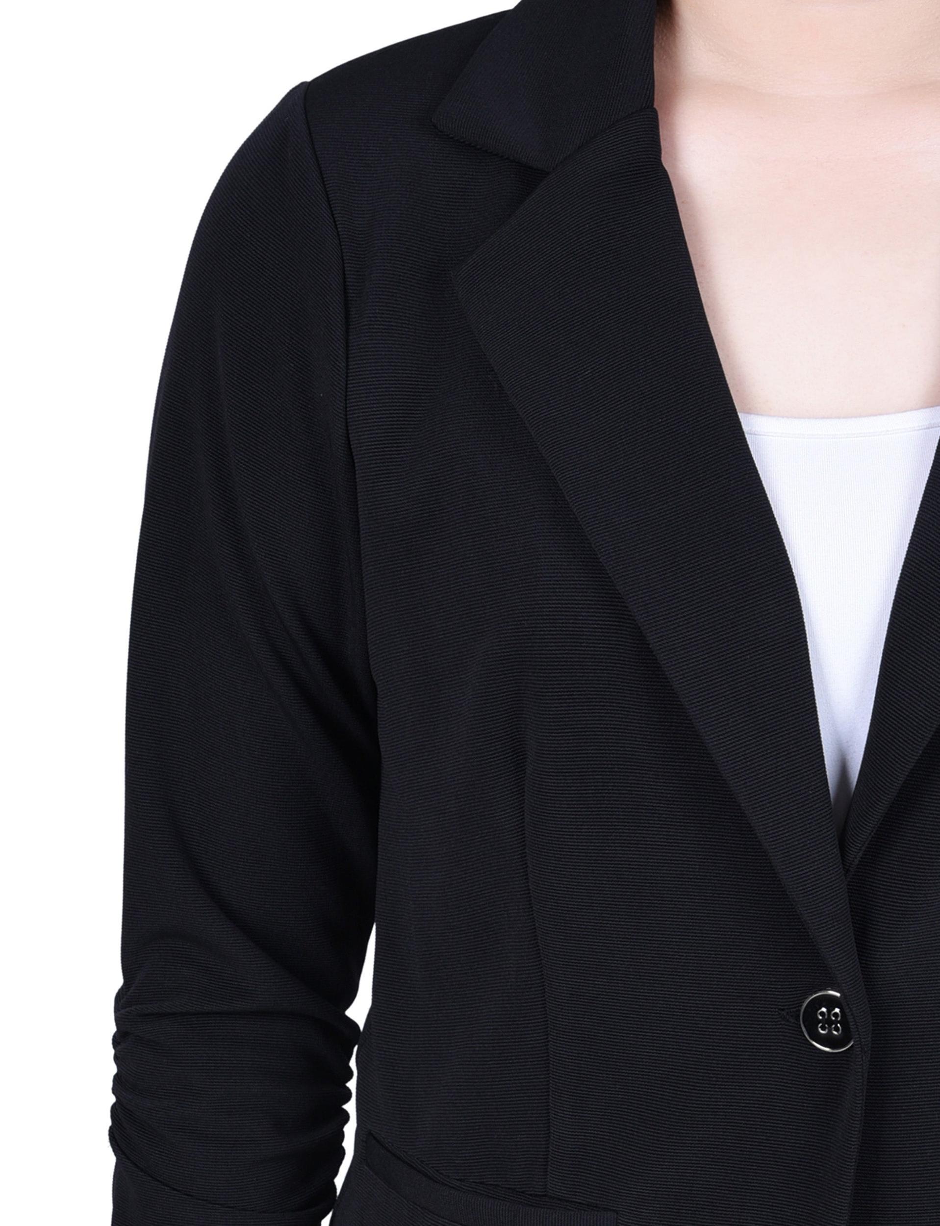 Black Long Sleeve Scuba Crepe Jacket Product Image