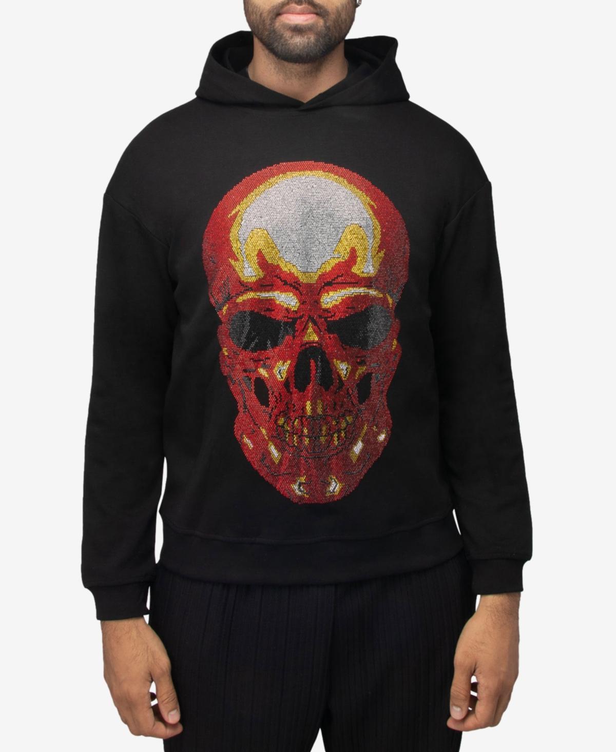 Spring + Mercer Mens Rinestone Embellished Skull Pullover Hoodie Product Image