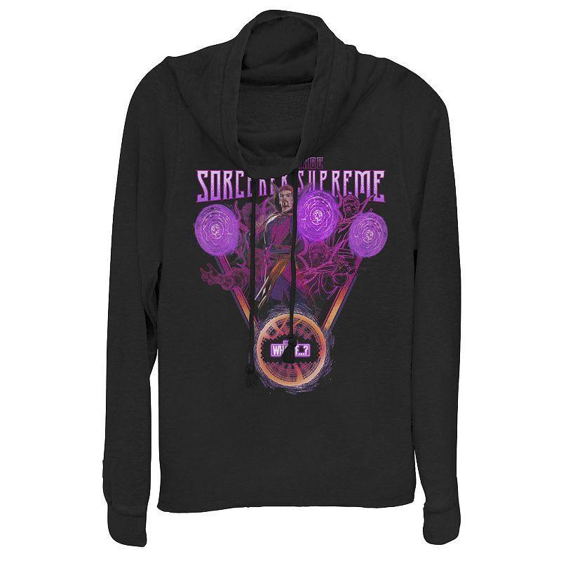 Juniors' Marvel What If Doctor Strange Sorcerer Supreme Poster Cowlneck Graphic Lightweight Long Sleeve, Girl's, Size: 4XL, Black Product Image